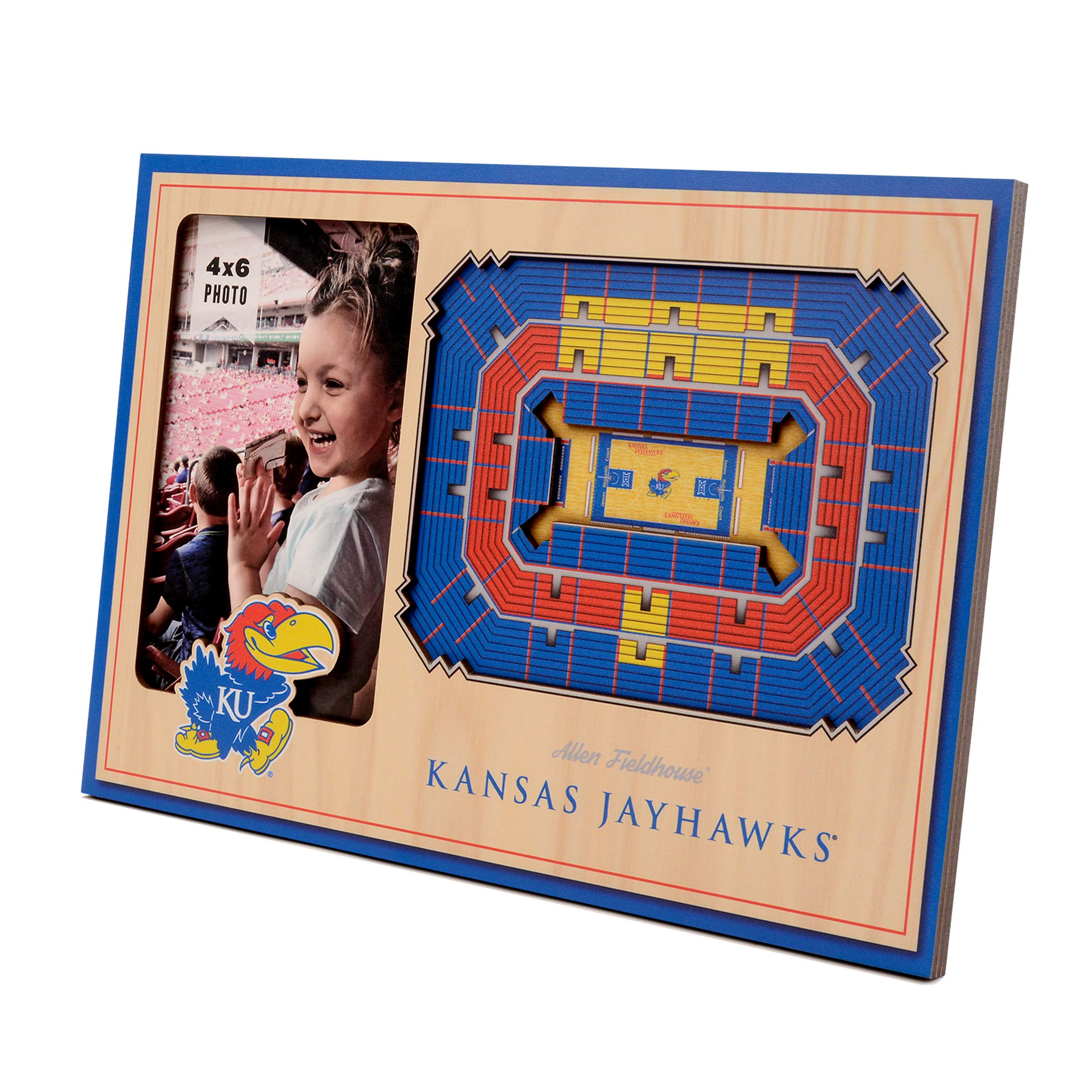 YouTheFan NCAA Kansas Jayhawks 3D StadiumView Picture Frame - Allen Fieldhouse, 12" x 8" - Sports Collectibles, Sports Memorabilia, Sports Fan Shop, Sports Gifts