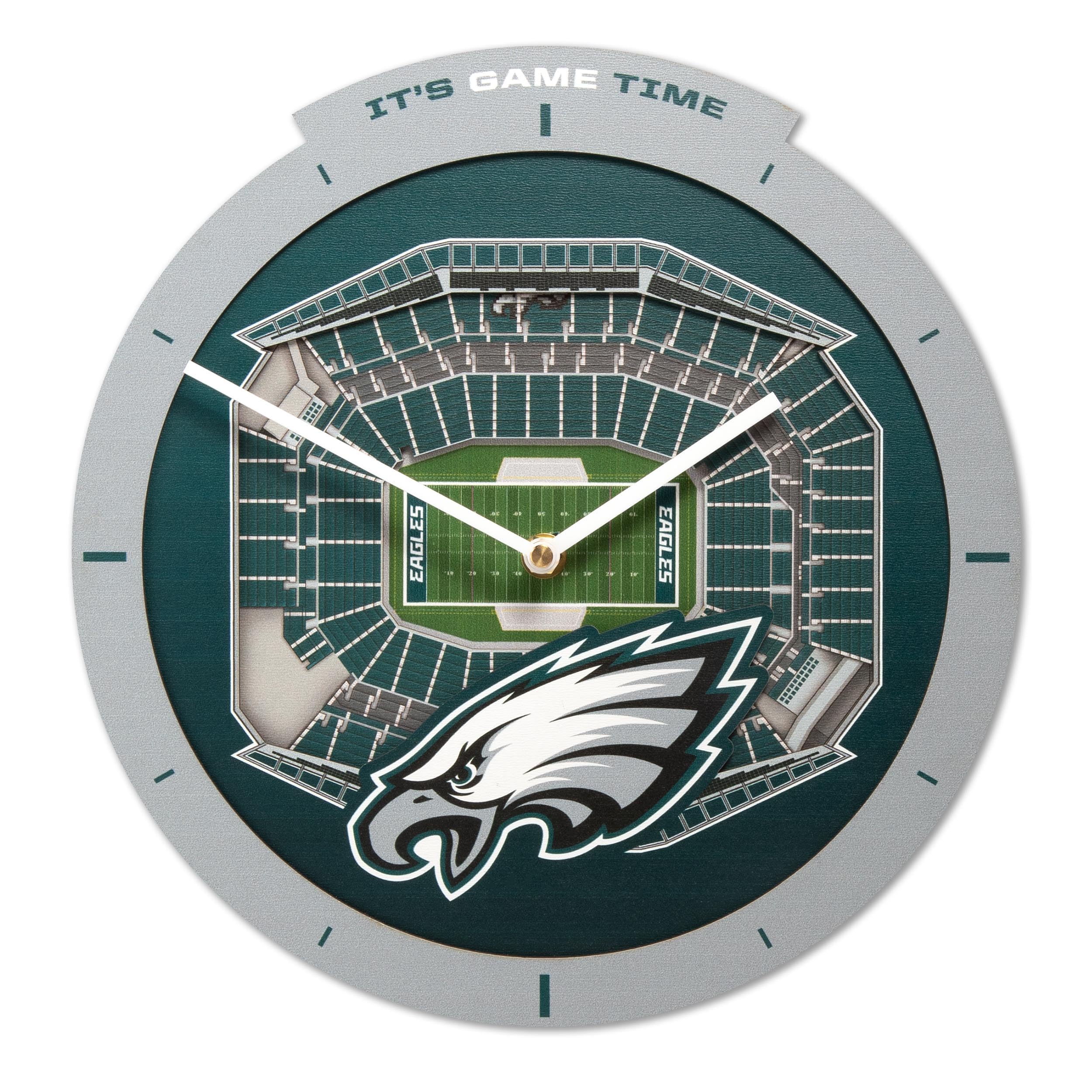 YouTheFan NFL Philadelphia Eagles 3D StadiumView Clock - Sports Gifts, Sports Memorabilia, Sports Collectibles, Fan Shop