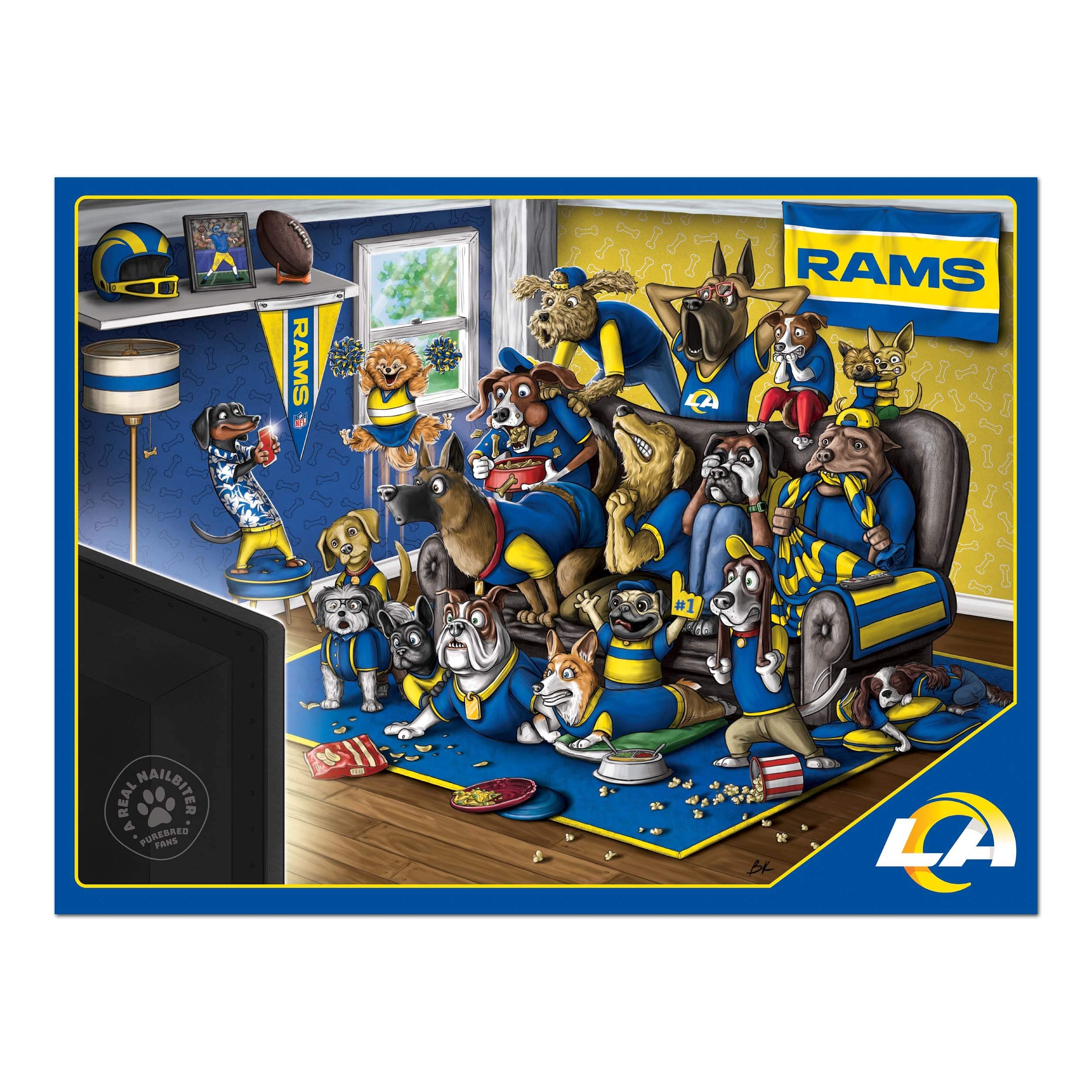 YouTheFan NFL Los Angeles Rams Purebred Fans 500pc Puzzle - A Real Nailbiter - Sports Collectibles, Sports Memorabilia, Sports Fan Shop, Sports Gifts