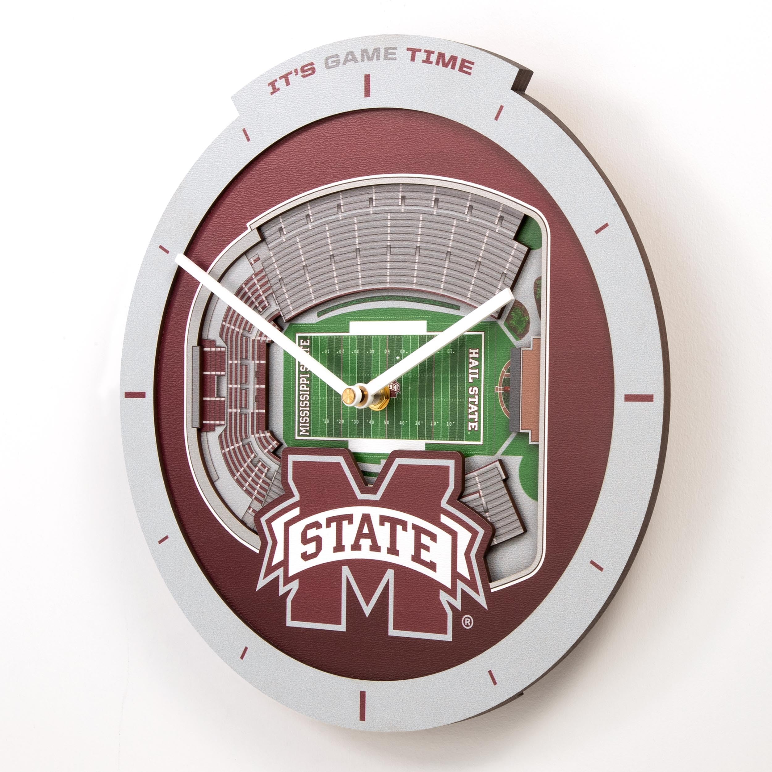 YouTheFan NCAA Mississippi State Bulldogs 3D StadiumView Clock - Sports Collectibles, Sports Memorabilia, Sports Fan Shop, Sports Gifts