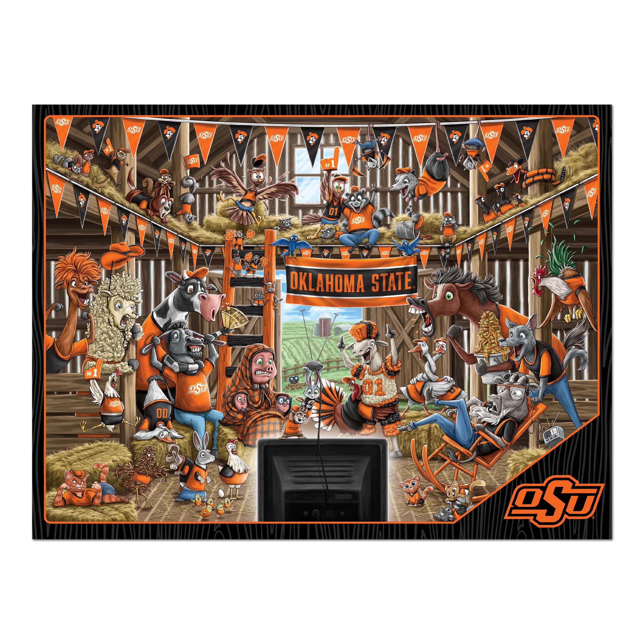 YouTheFan NCAA Oklahoma State Cowboys Barnyard Fans 500pc Puzzle - Sports Collectibles, Sports Memorabilia, Sports Fan Shop, Sports Gifts