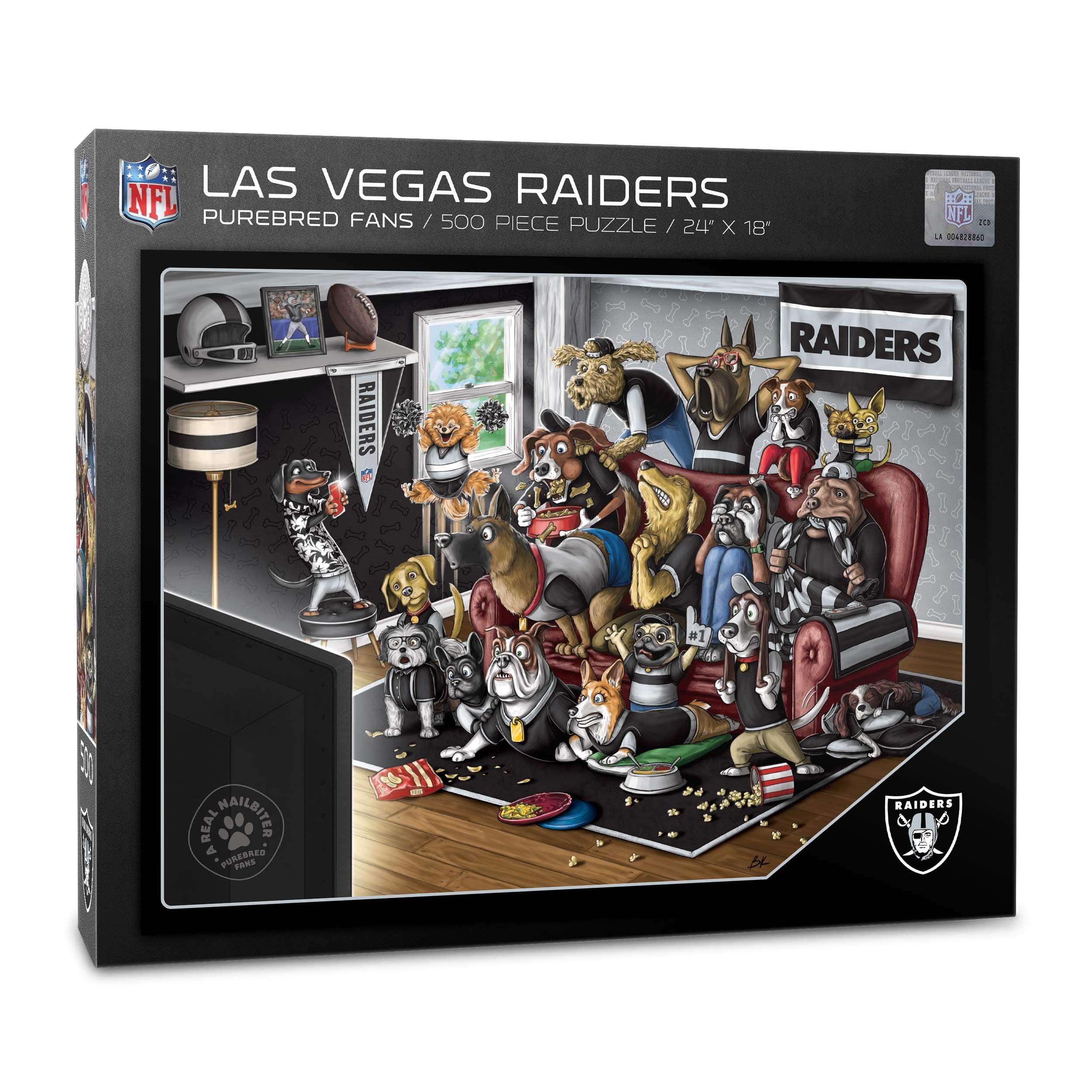 YouTheFan NFL Las Vegas Raiders Purebred Fans 500pc Puzzle - A Real Nailbiter - Sports Collectibles, Sports Memorabilia, Sports Fan Shop, Sports Gifts