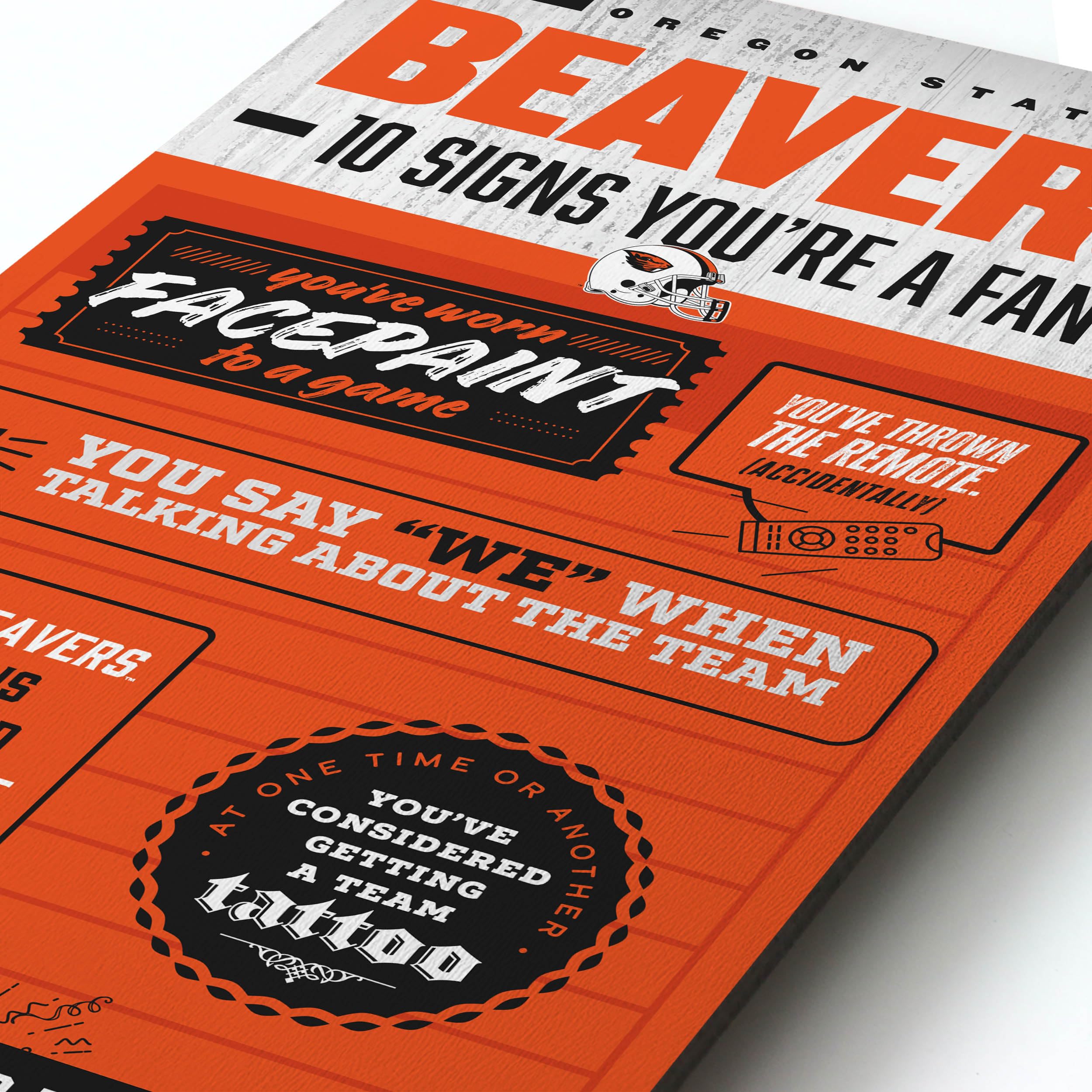 YouTheFan Officially-licensed NCAA Oregon State Beavers 6x19 Top 10 Signs Banner - humorous descriptions - fun sports fan phrases, original design, indoor team wall decor fan gift - Sports Collectibles, Sports Memorabilia, Sports Fan Shop, Sports Gifts