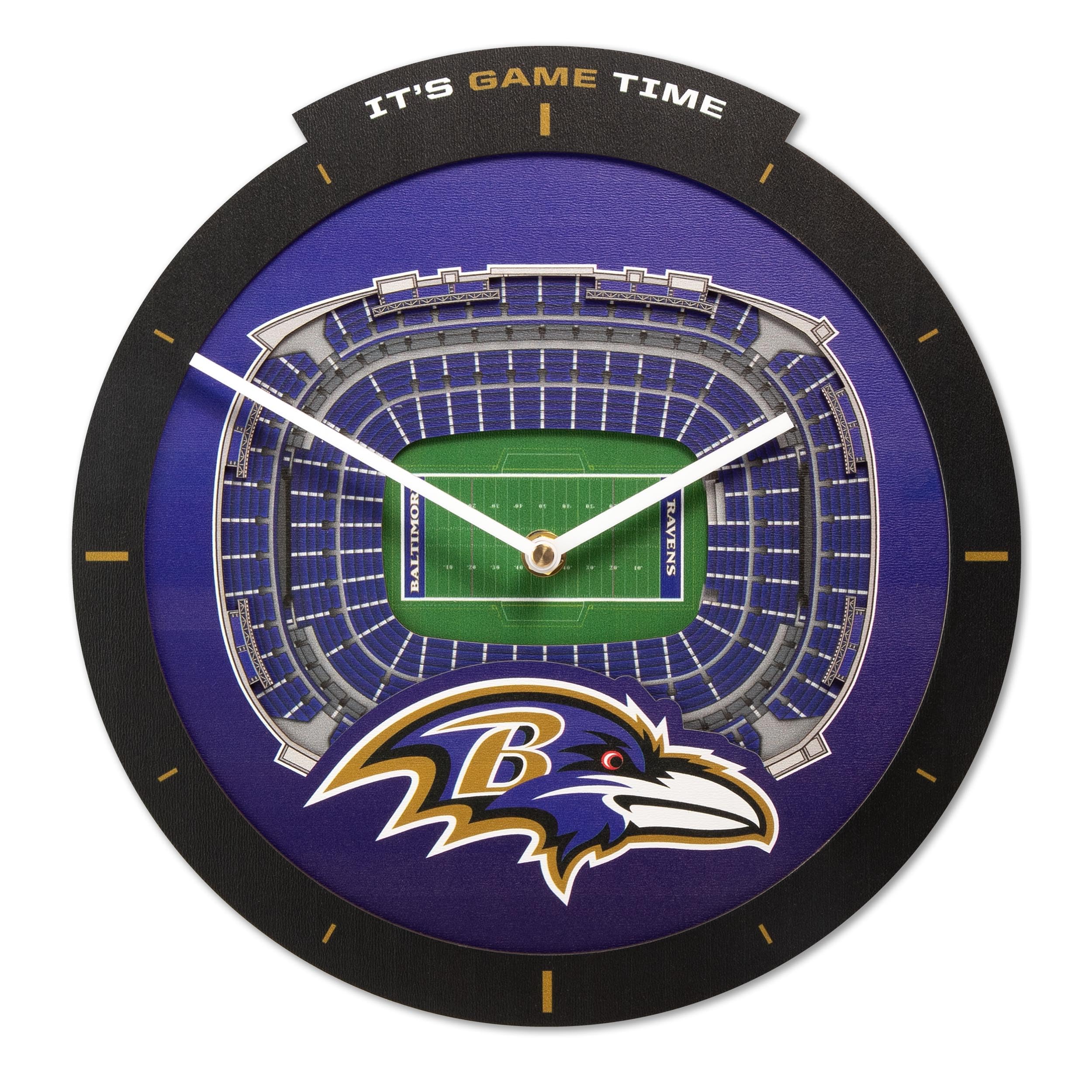 YouTheFan NFL Baltimore Ravens 3D StadiumView Clock - Sports Gifts, Sports Memorabilia, Sports Collectibles, Fan Shop