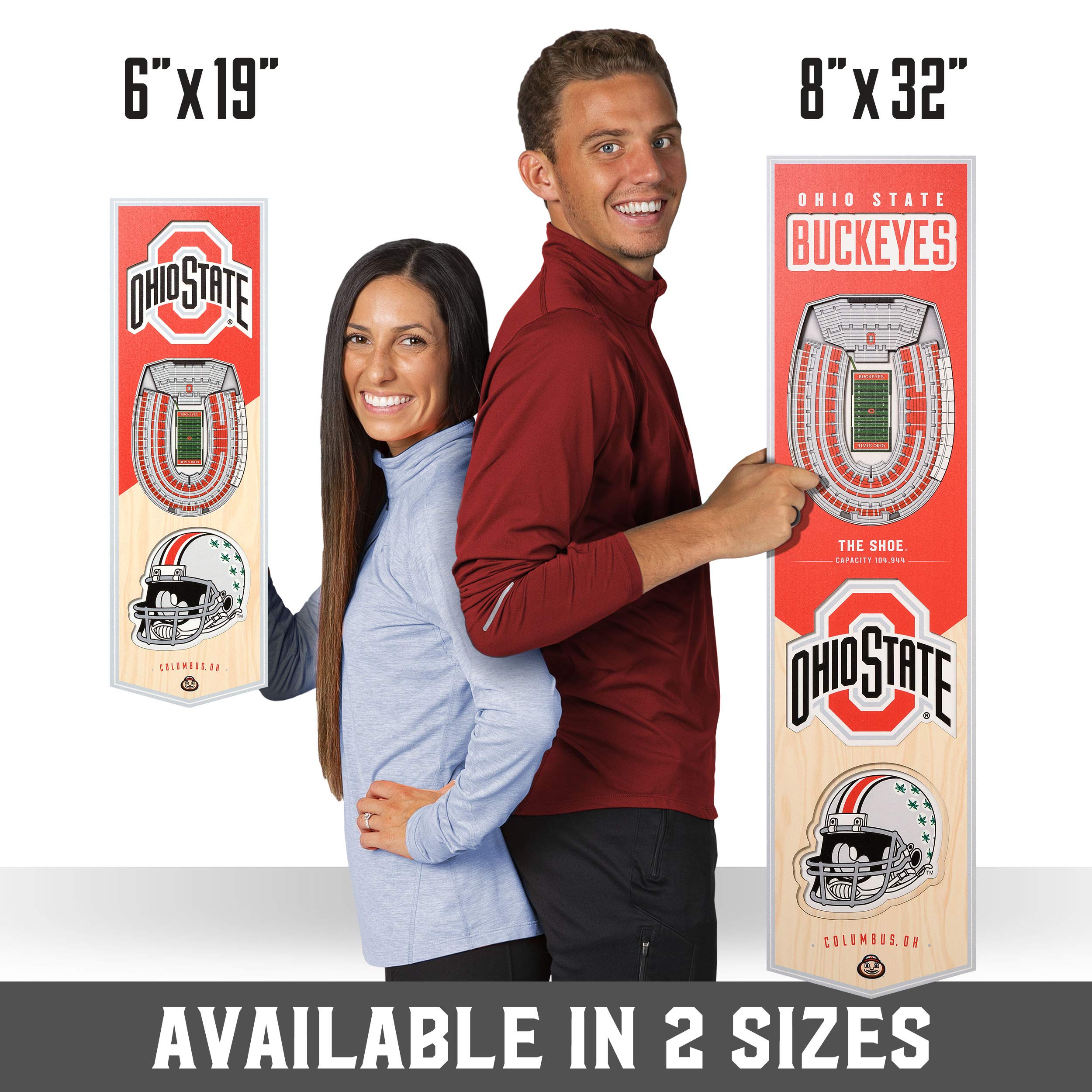 YouTheFan NCAA Ohio State Buckeyes 3D Stadium 8x32 Banner - Ohio Stadium - Sports Collectibles, Sports Memorabilia, Sports Fan Shop, Sports Gifts