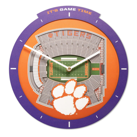 YouTheFan NCAA Clemson Tigers 3D StadiumView Clock - Sports Gifts, Sports Memorabilia, Sports Collectibles, Fan Shop