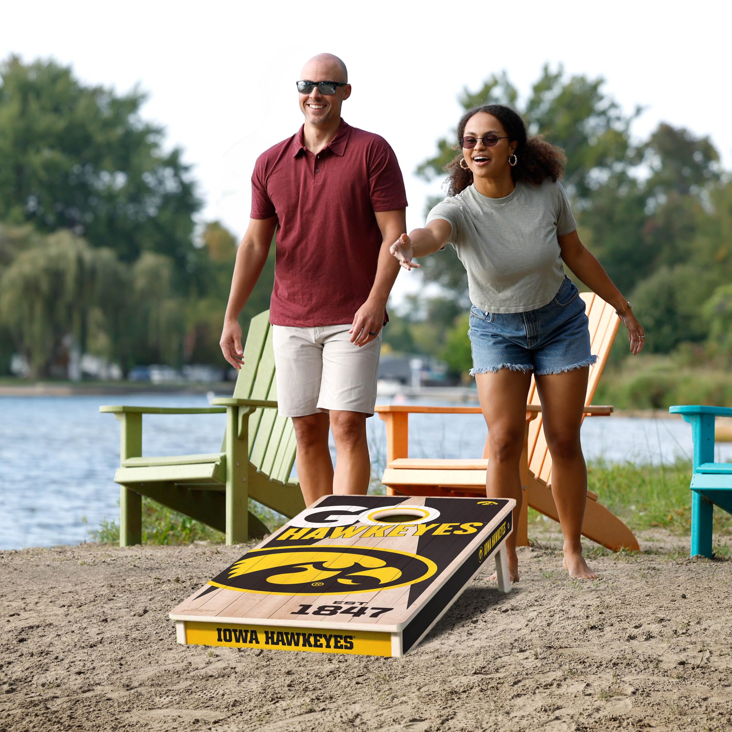 YouTheFan NCAA Iowa Hawkeyes 2’ x 4’ Professional Wood Cornhole Game with Logo Bags - Sports Collectibles, Sports Memorabilia, Sports Fan Shop, Sports Gifts
