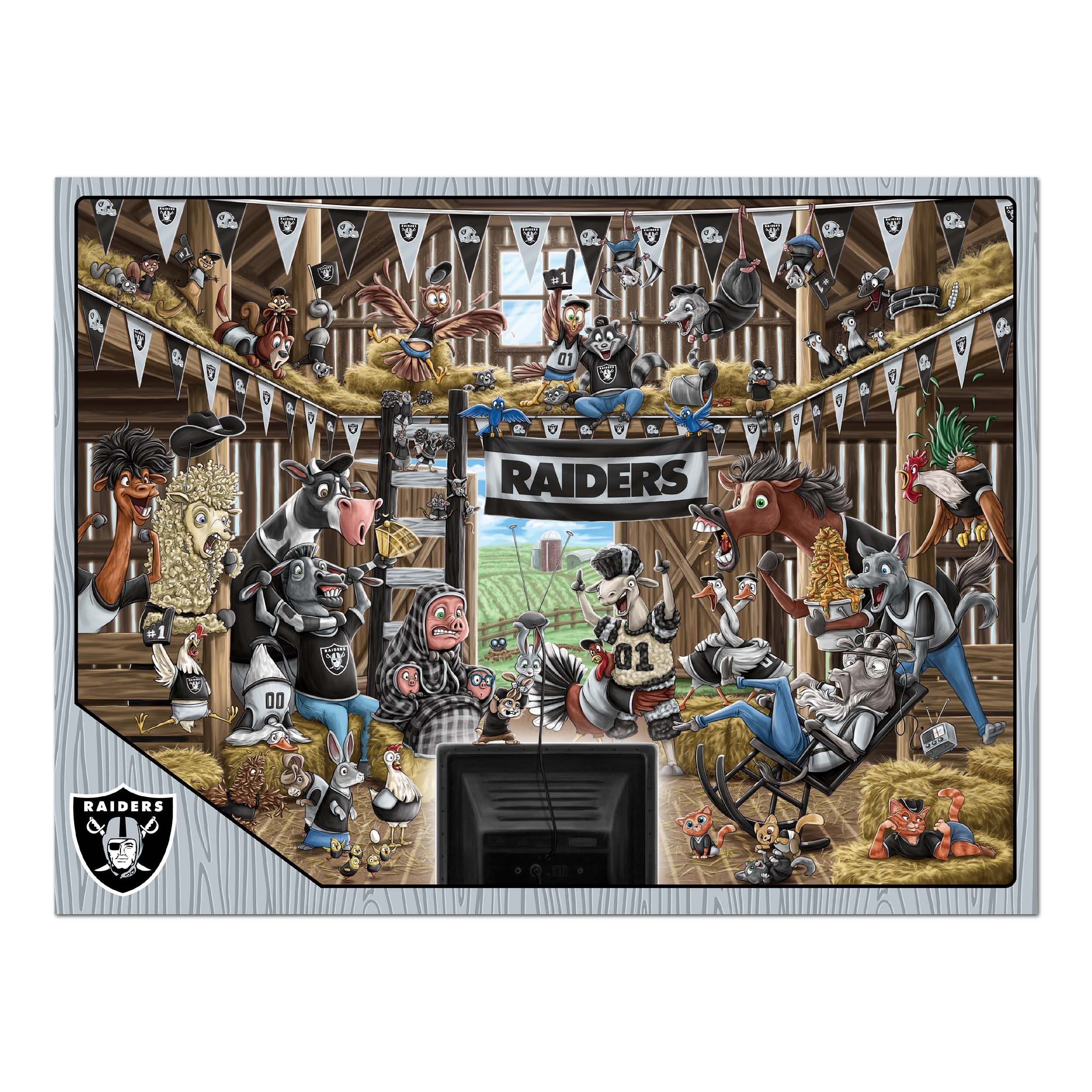 YouTheFan NFL Las Vegas Raiders Barnyard Fans 500pc Puzzle - Sports Collectibles, Sports Memorabilia, Sports Fan Shop, Sports Gifts