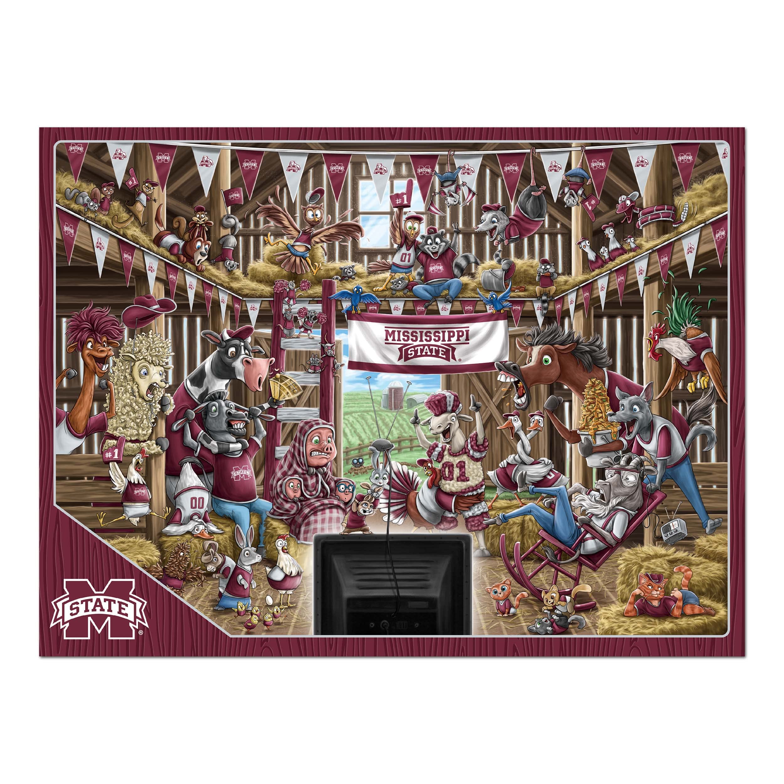 YouTheFan NCAA Mississippi State Bulldogs Barnyard Fans 500pc Puzzle - Sports Collectibles, Sports Memorabilia, Sports Fan Shop, Sports Gifts