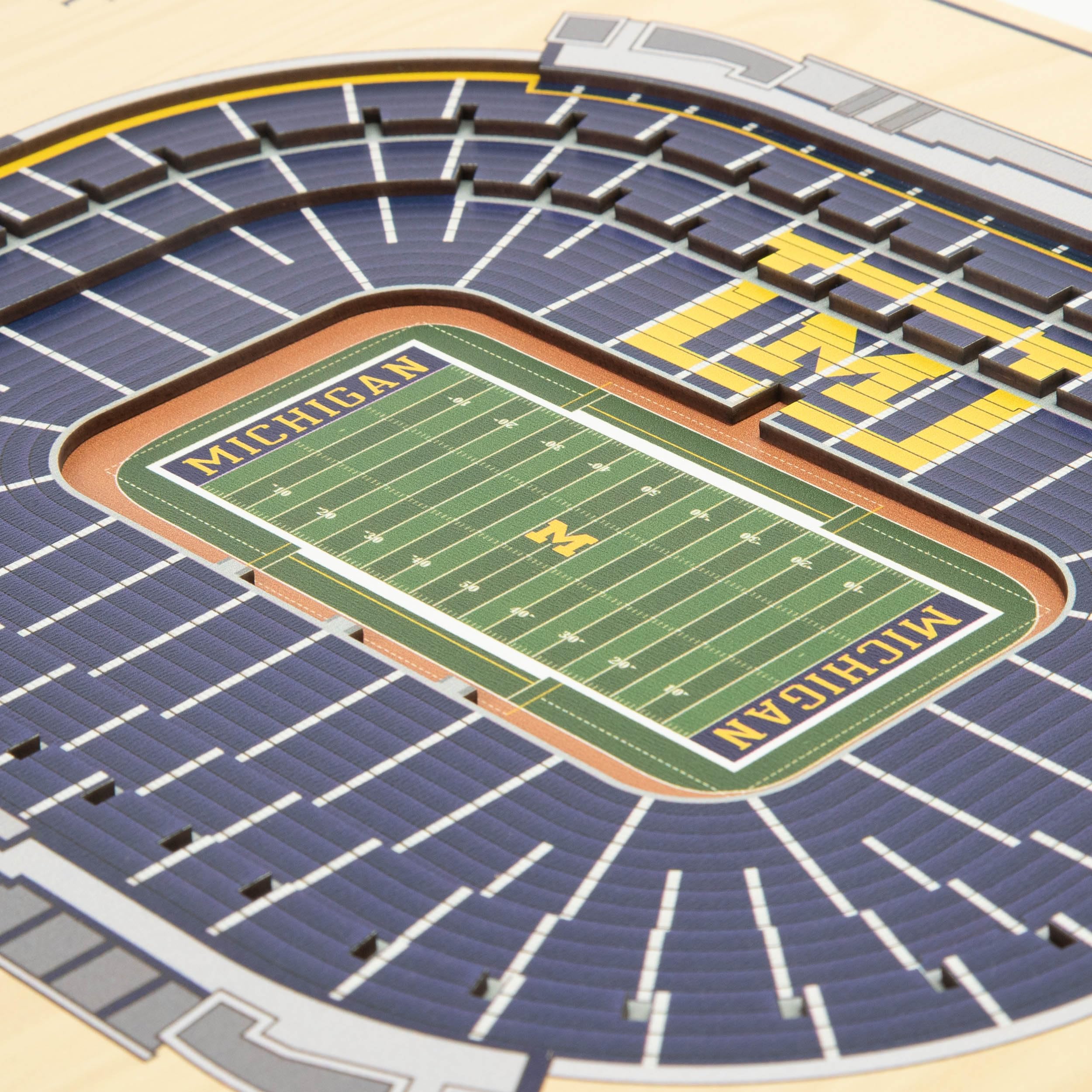 YouTheFan NCAA Michigan Wolverines 5-Layer StadiumView 3D Wall Art - Michigan Stadium - Sports Collectibles, Sports Memorabilia, Sports Fan Shop, Sports Gifts