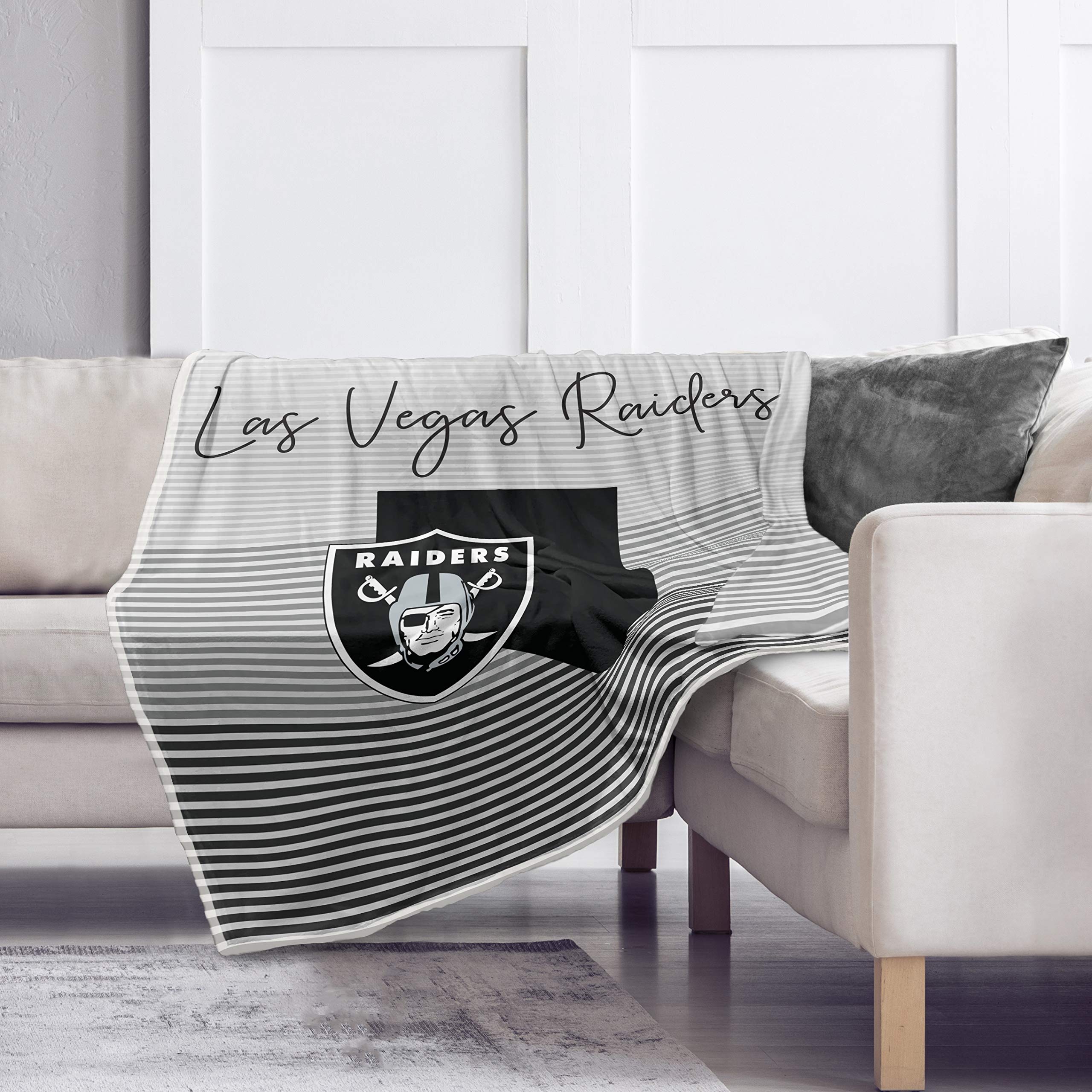 Pegasus Sports NFL Ultra Fleece State Stripe Blanket- Las Vegas Raiders, 60x70 - Sports Gifts, Sports Memorabilia, Sports Collectibles, Fan Shop