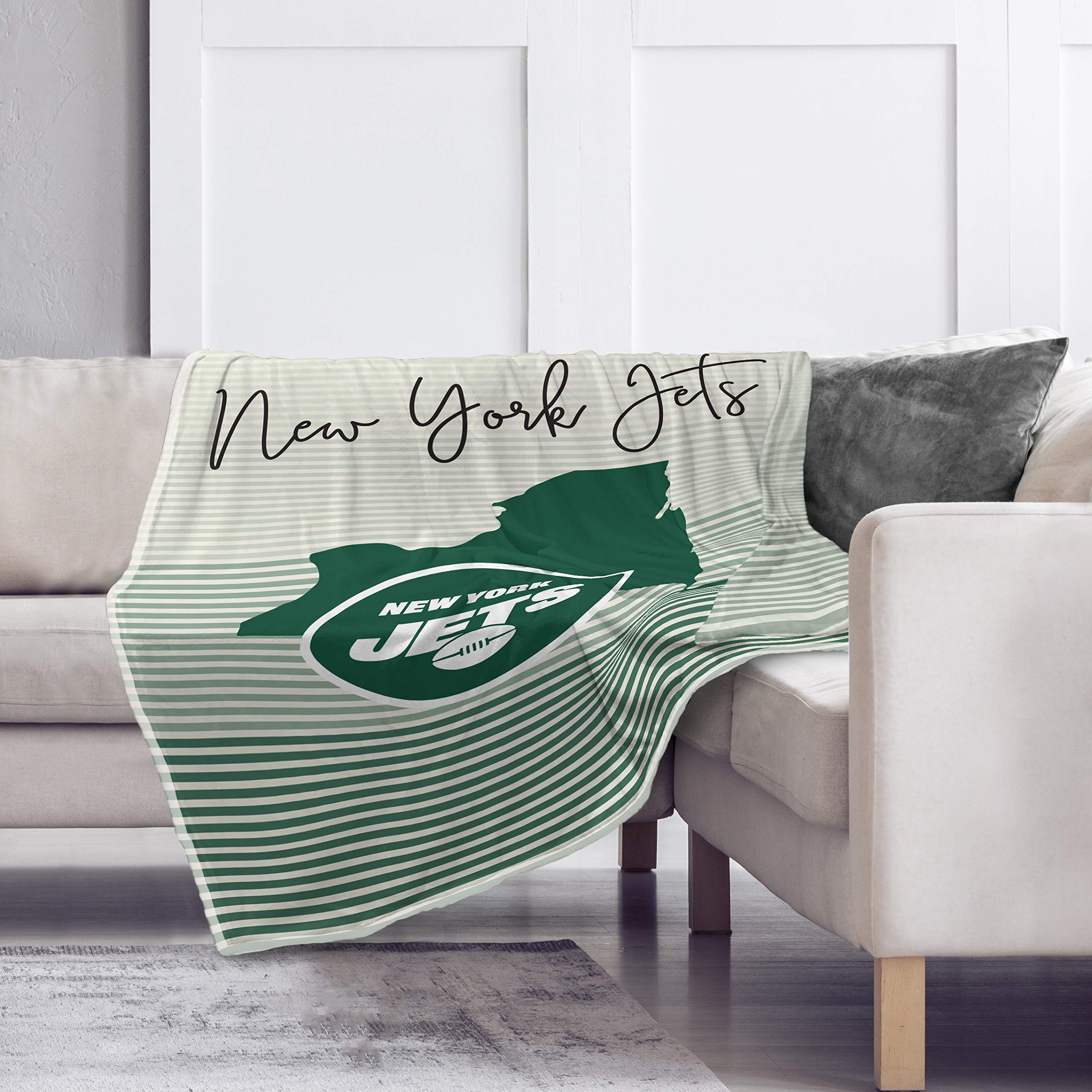 Pegasus Sports NFL Ultra Fleece State Stripe Blanket- New York Jets, Team Color, 60x70 - Sports Gifts, Sports Memorabilia, Sports Collectibles, Fan Shop