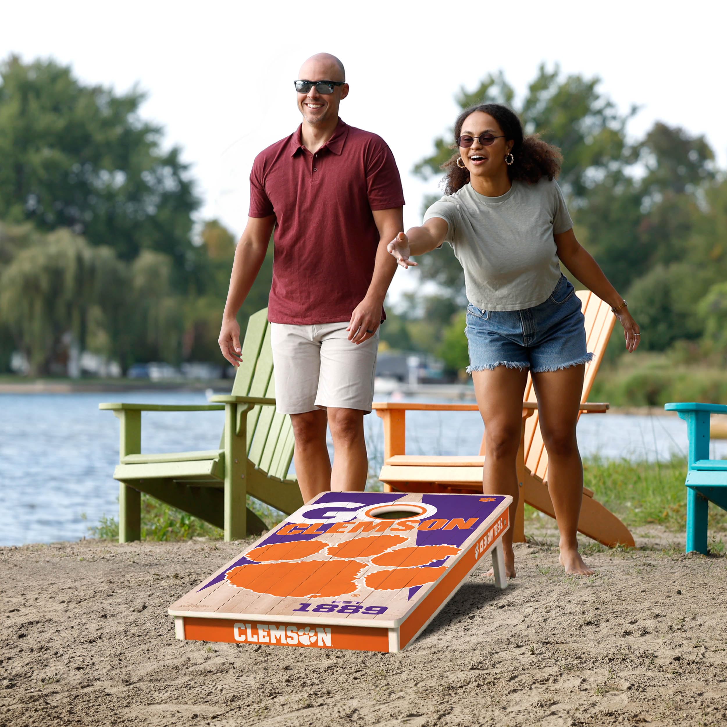 YouTheFan NCAA Clemson Tigers 2’ x 4’ Professional Wood Cornhole Game with Logo Bags - Sports Collectibles, Sports Memorabilia, Sports Fan Shop, Sports Gifts