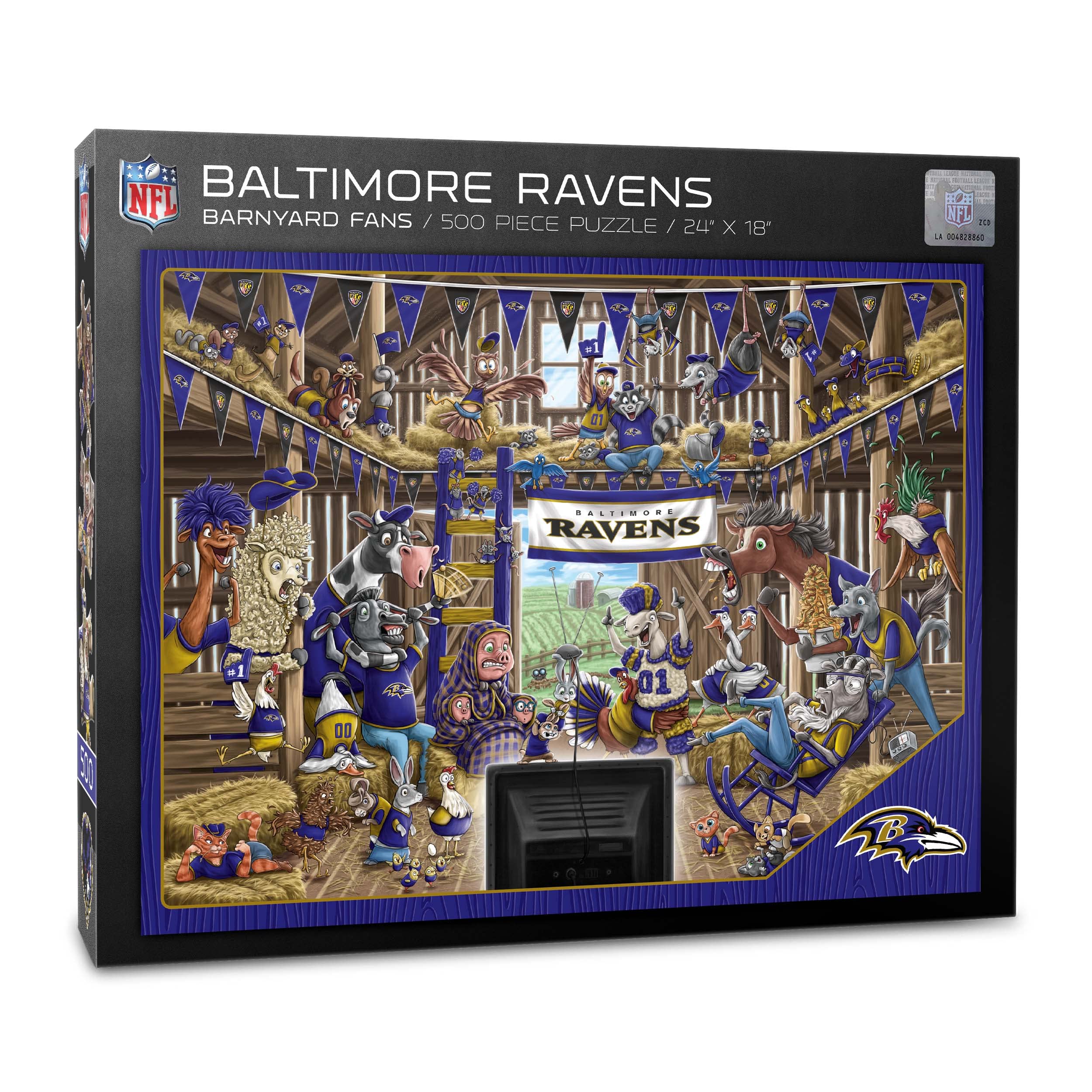 YouTheFan NFL Baltimore Ravens Barnyard Fans 500pc Puzzle - Sports Collectibles, Sports Memorabilia, Sports Fan Shop, Sports Gifts
