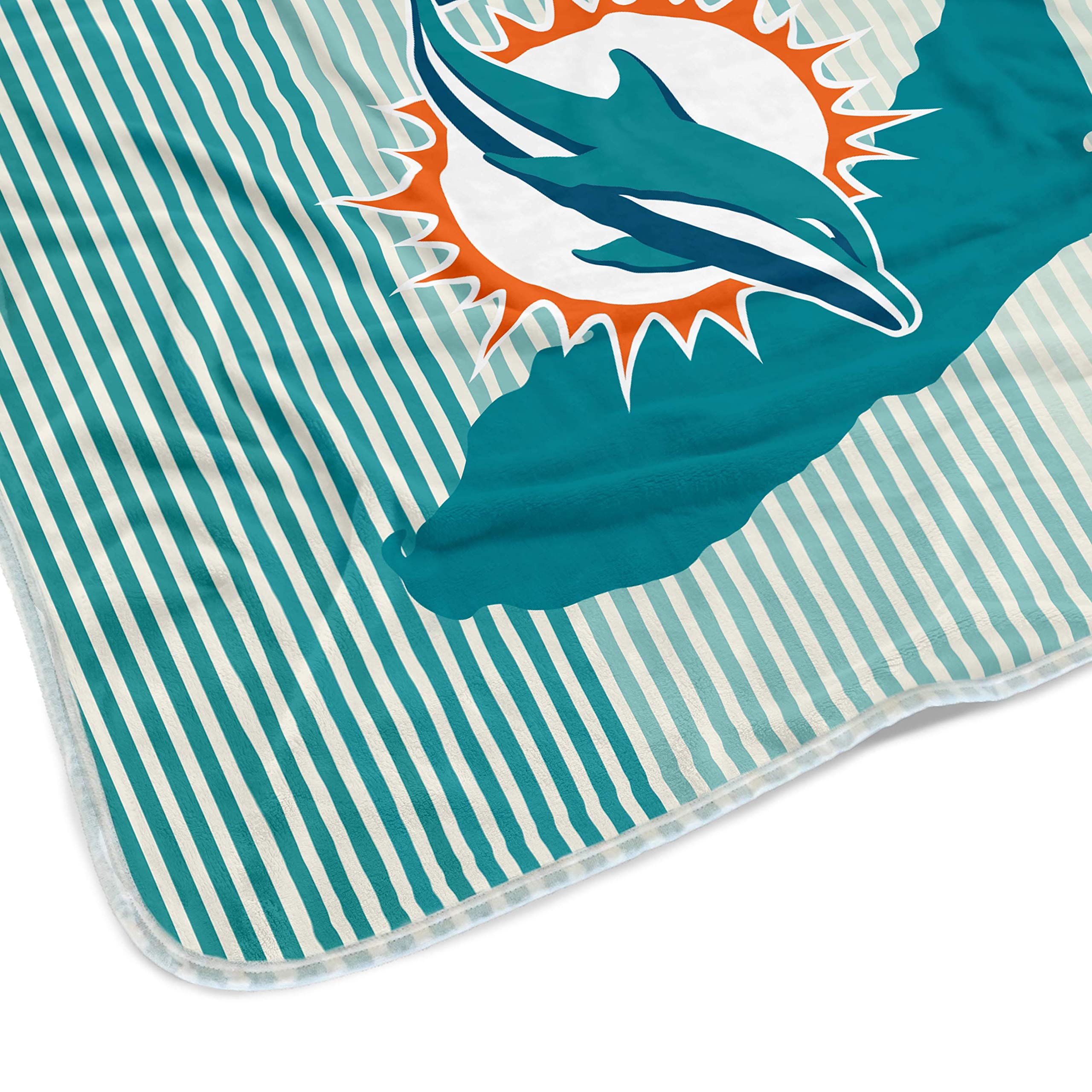 Pegasus Sports NFL Ultra Fleece State Stripe Blanket- Miami Dolphins Team Color 60x70 - Sports Gifts, Sports Memorabilia, Sports Collectibles, Fan Shop
