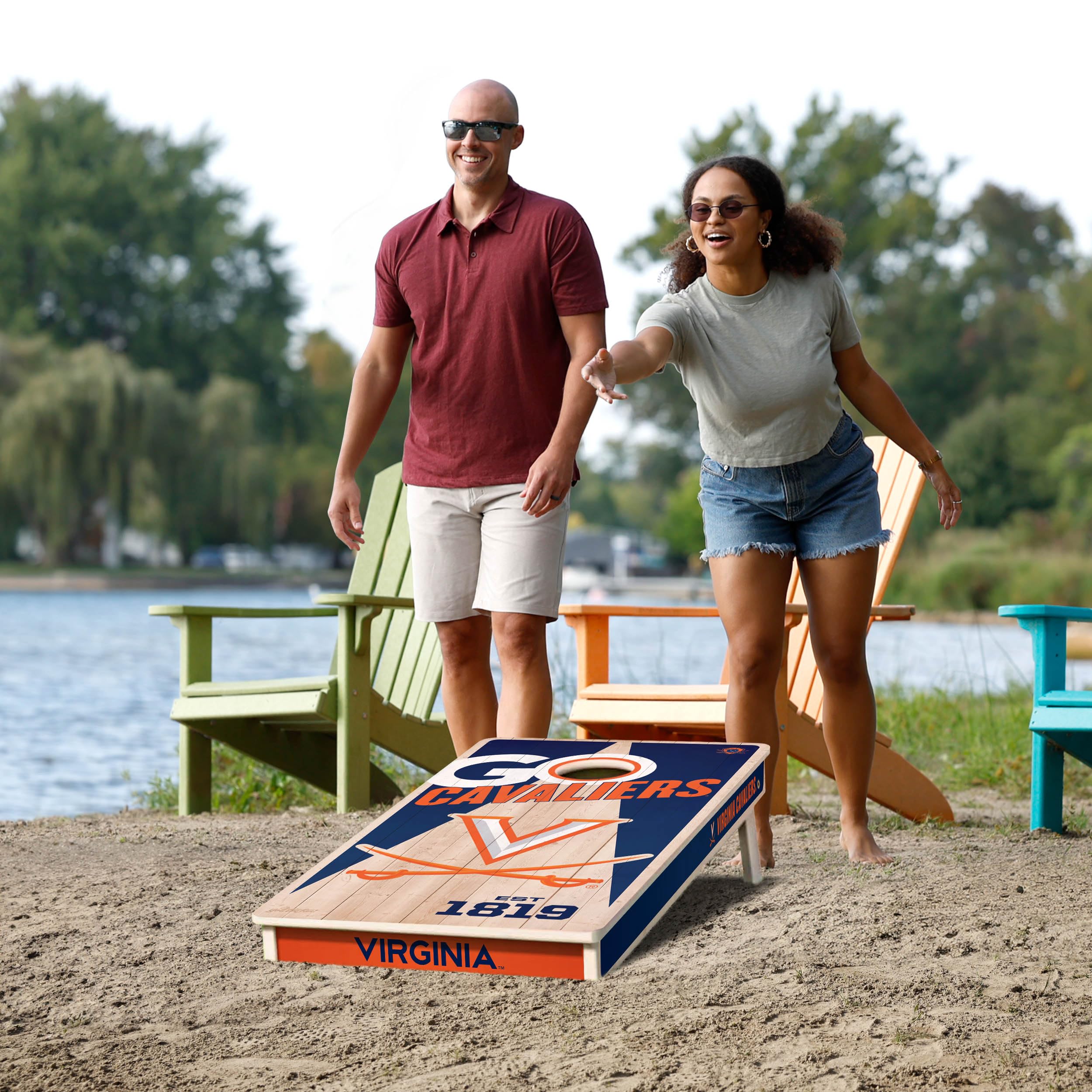 YouTheFan NCAA Virginia Cavaliers 2’ x 4’ Professional Wood Cornhole Game with Logo Bags - Sports Collectibles, Sports Memorabilia, Sports Fan Shop, Sports Gifts