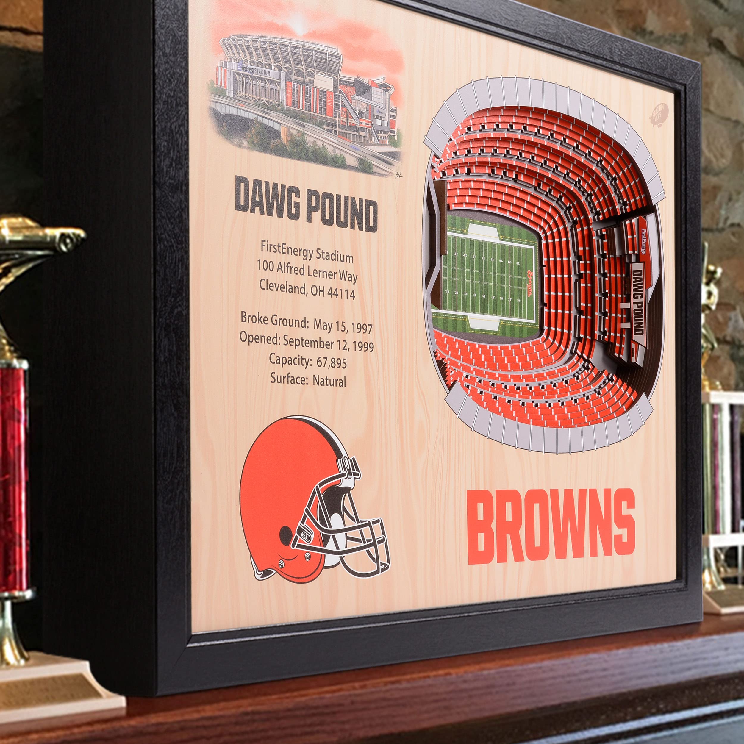 YouTheFan NFL Cleveland Browns 25-Layer Stadiumviews 3D Wall Art Team Color, 25.5" x 19.5" x 3.5" - Sports Collectibles, Sports Memorabilia, Sports Fan Shop, Sports Gifts