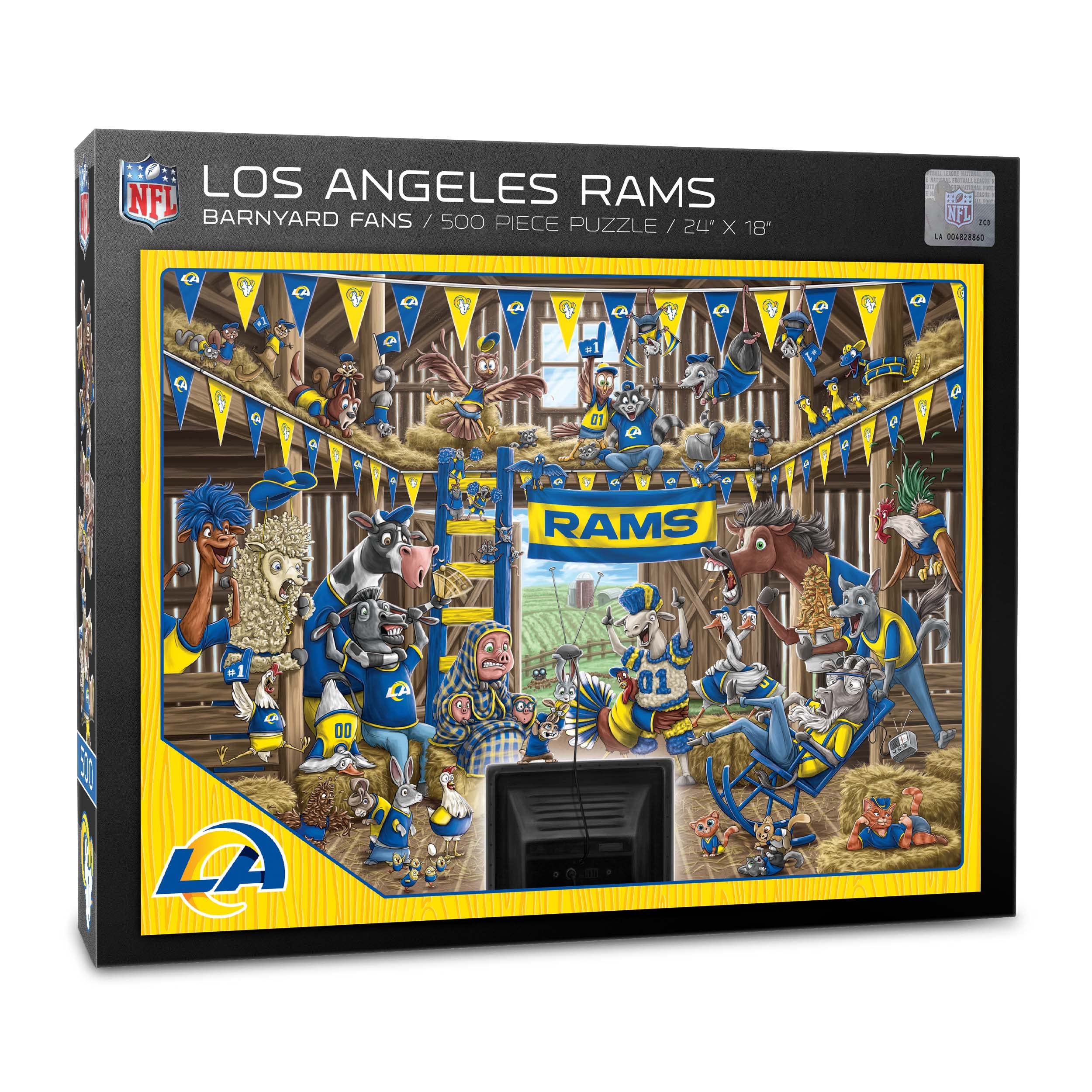 YouTheFan NFL Los Angeles Rams Barnyard Fans 500pc Puzzle - Sports Collectibles, Sports Memorabilia, Sports Fan Shop, Sports Gifts