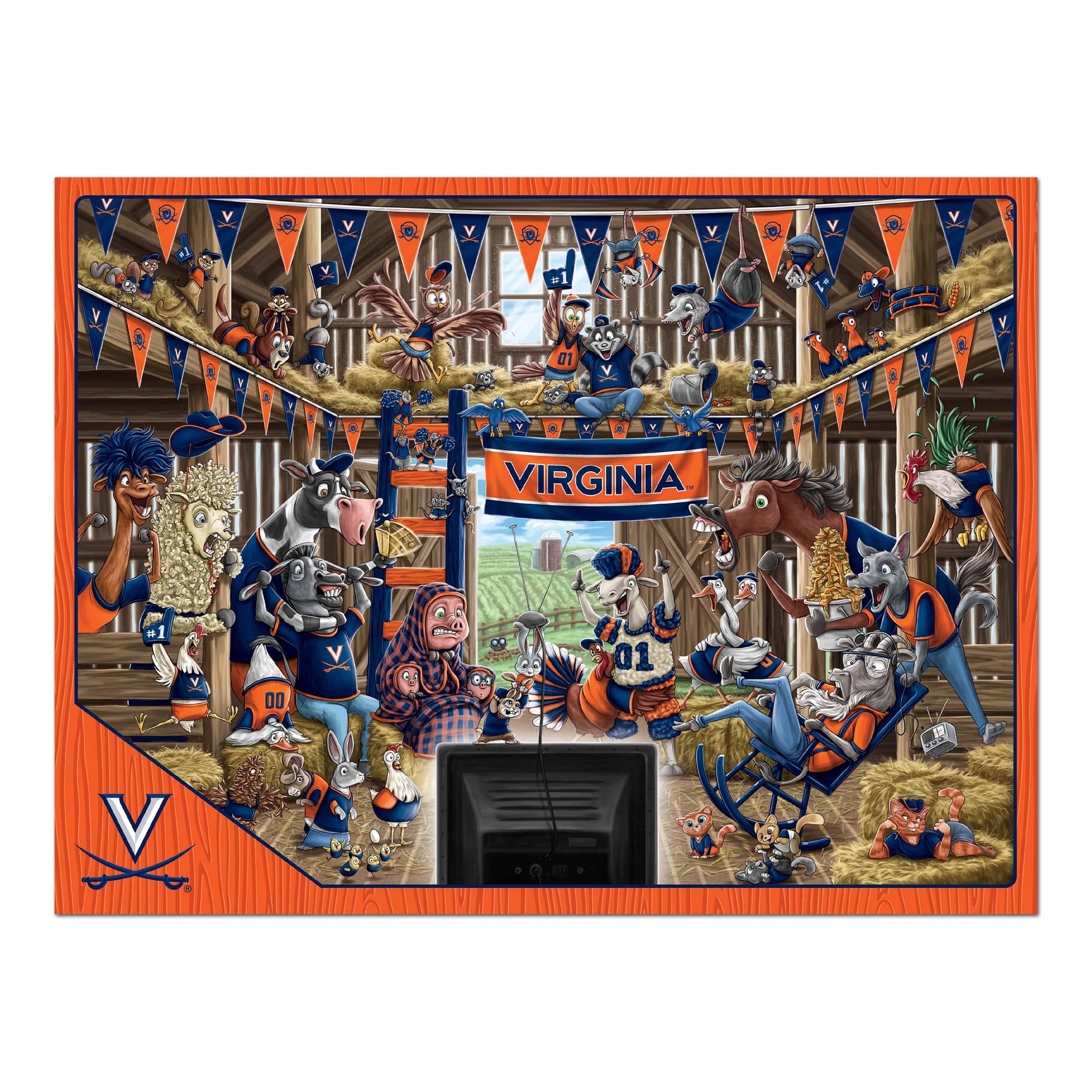 YouTheFan NCAA Virginia Cavaliers Barnyard Fans 500pc Puzzle - Sports Collectibles, Sports Memorabilia, Sports Fan Shop, Sports Gifts