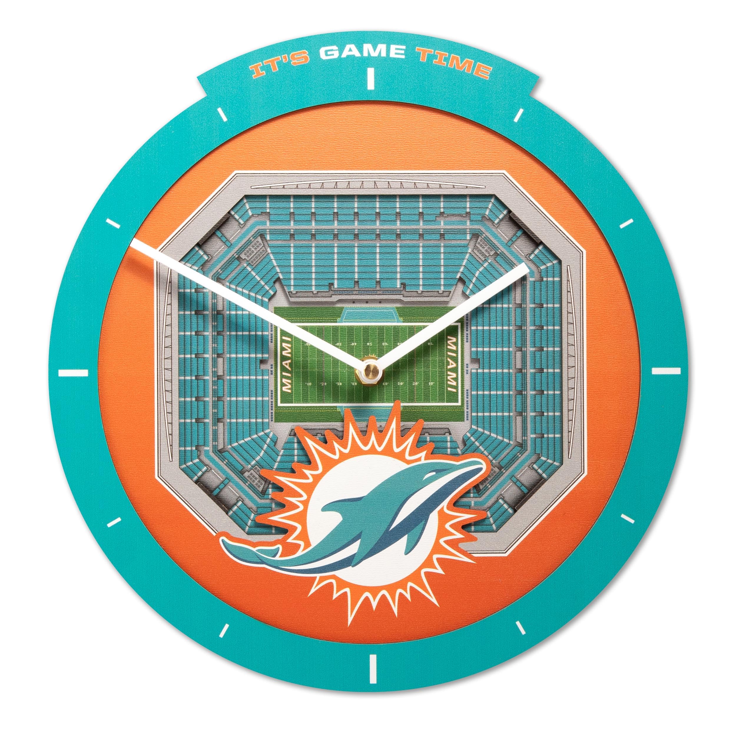 YouTheFan NFL Miami Dolphins 3D StadiumView Clock - Sports Gifts, Sports Memorabilia, Sports Collectibles, Fan Shop