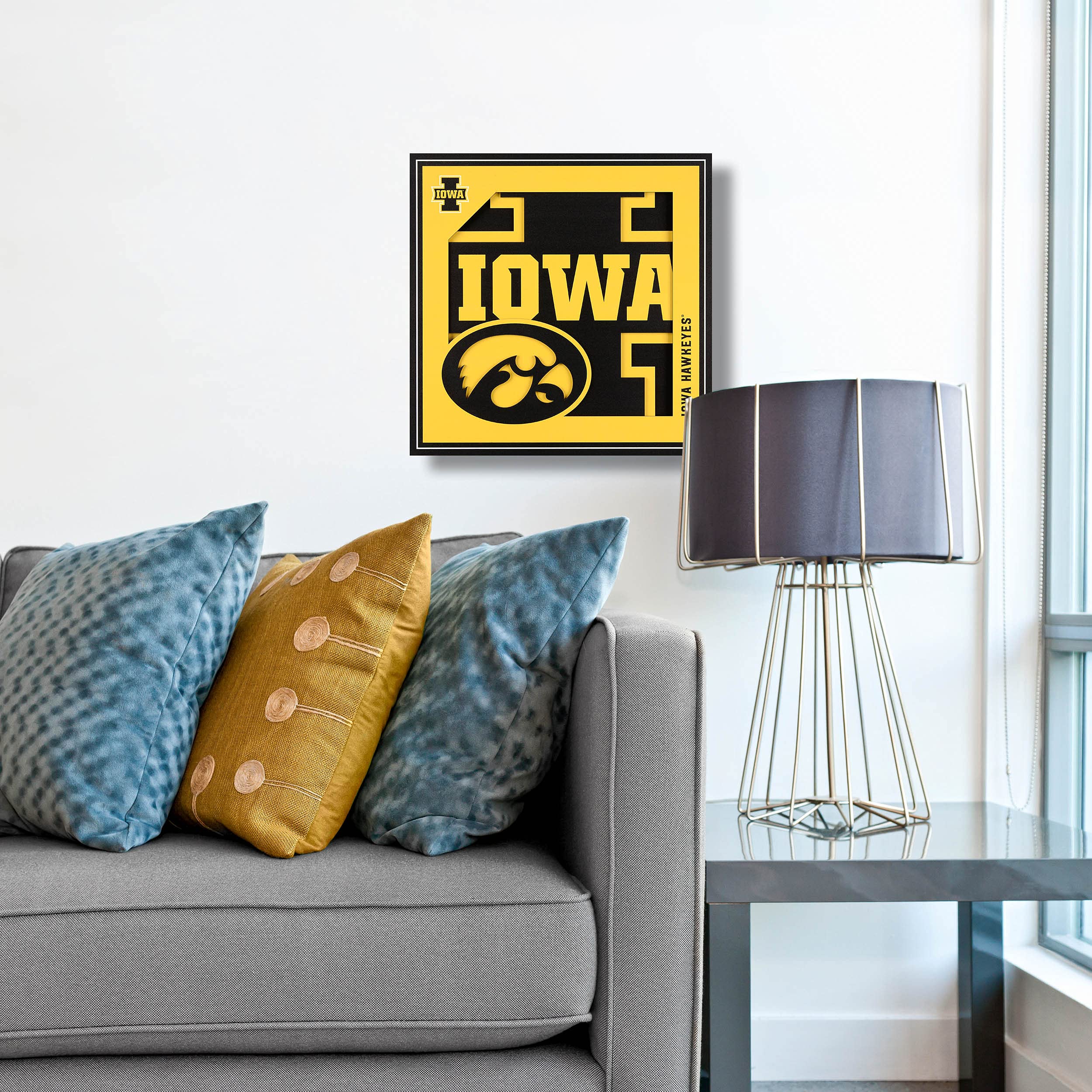 YouTheFan NCAA Iowa Hawkeyes 3D Logo Series Wall Art - 12x12 - Sports Collectibles, Sports Memorabilia, Sports Fan Shop, Sports Gifts