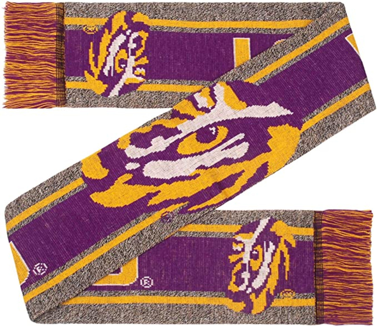LSU Tigers Scarf Big Logo Wordmark Gray - Sports Collectibles, Sports Memorabilia, Sports Fan Shop, Sports Gifts