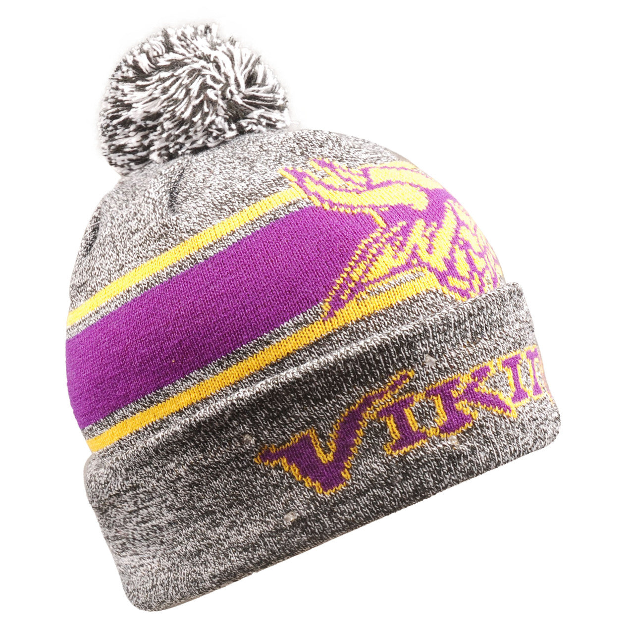 Minnesota Vikings Beanie Gray Stripe Light Up - Sports Collectibles, Sports Memorabilia, Sports Fan Shop, Sports Gifts
