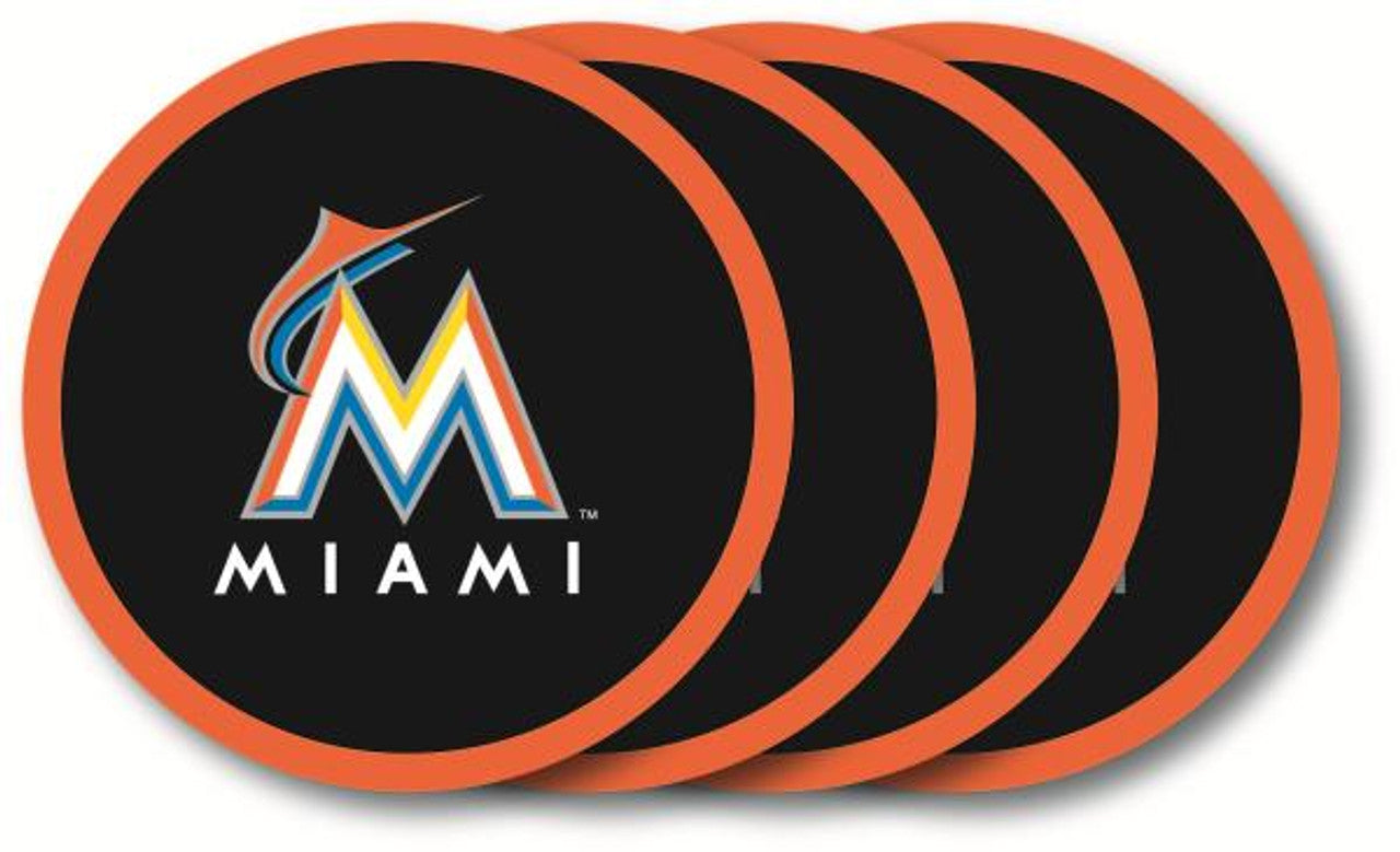 Miami Marlins Coaster Set - 4 Pack - Special Order - Sports Collectibles, Sports Memorabilia, Sports Fan Shop, Sports Gifts
