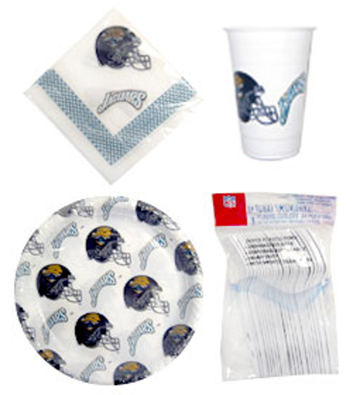 Jacksonville Jaguars Dinnerware Set Plastic 96 Piece - Sports Collectibles, Sports Memorabilia, Sports Fan Shop, Sports Gifts