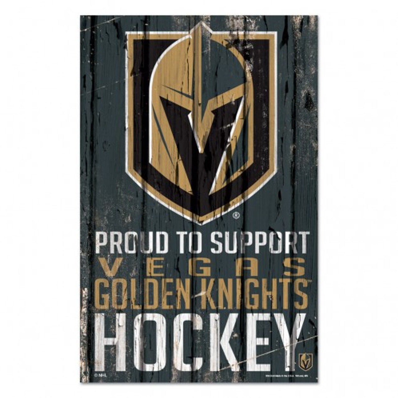 Vegas Golden Knights Sign 11x17 Wood Proud to Support Design - Sports Collectibles, Sports Memorabilia, Sports Fan Shop, Sports Gifts