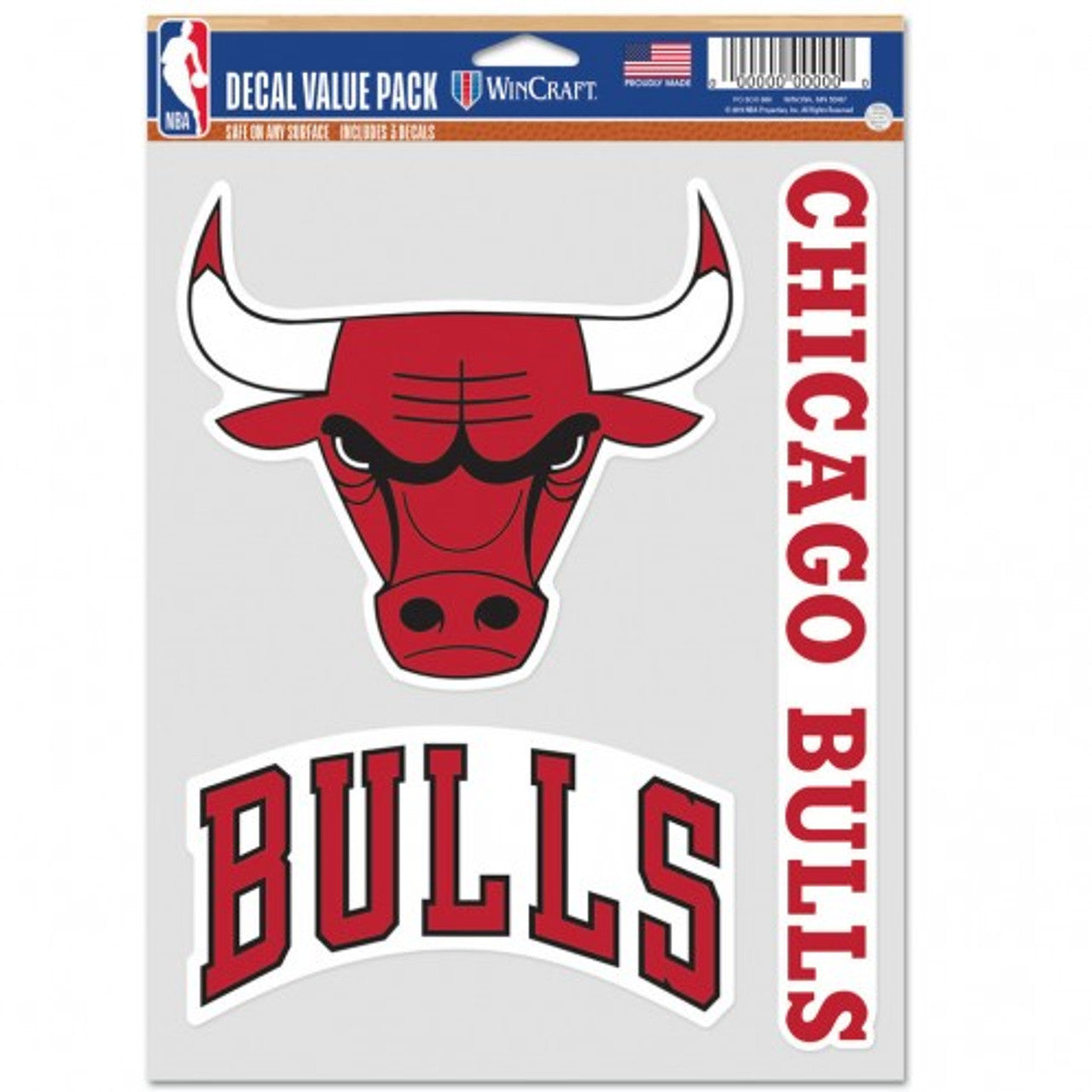 Chicago Bulls Decal Multi Use Fan 3 Pack - Sports Collectibles, Sports Memorabilia, Sports Fan Shop, Sports Gifts