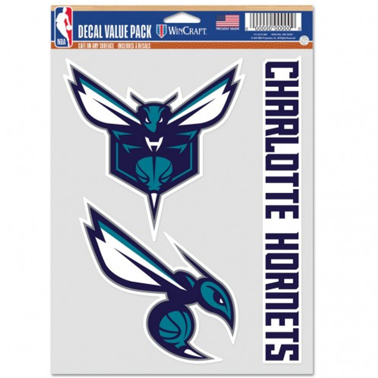 Charlotte Hornets Decal Multi Use Fan 3 Pack Special Order - Sports Collectibles, Sports Memorabilia, Sports Fan Shop, Sports Gifts