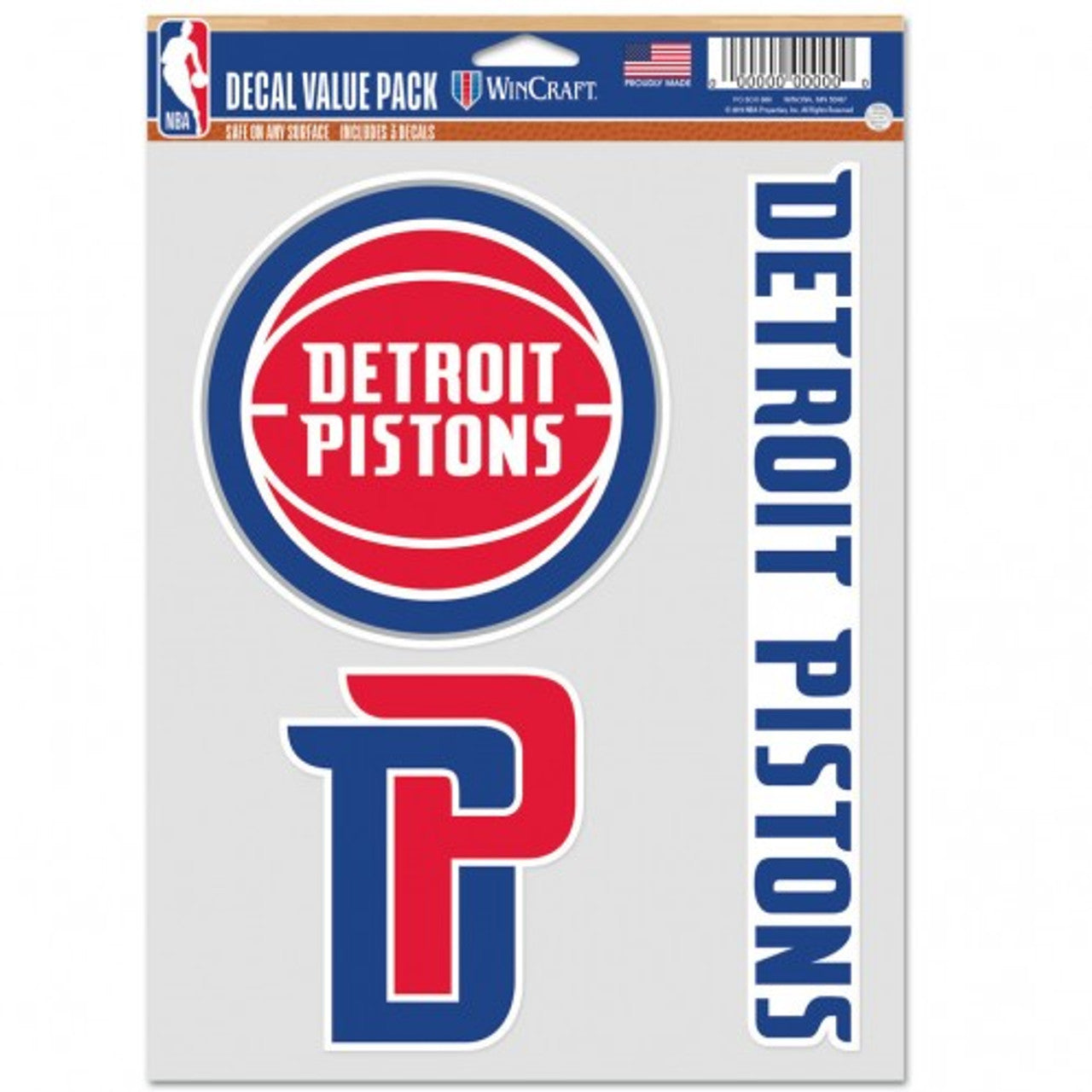 Detroit Pistons Decal Multi Use Fan 3 Pack Special Order - Sports Collectibles, Sports Memorabilia, Sports Fan Shop, Sports Gifts