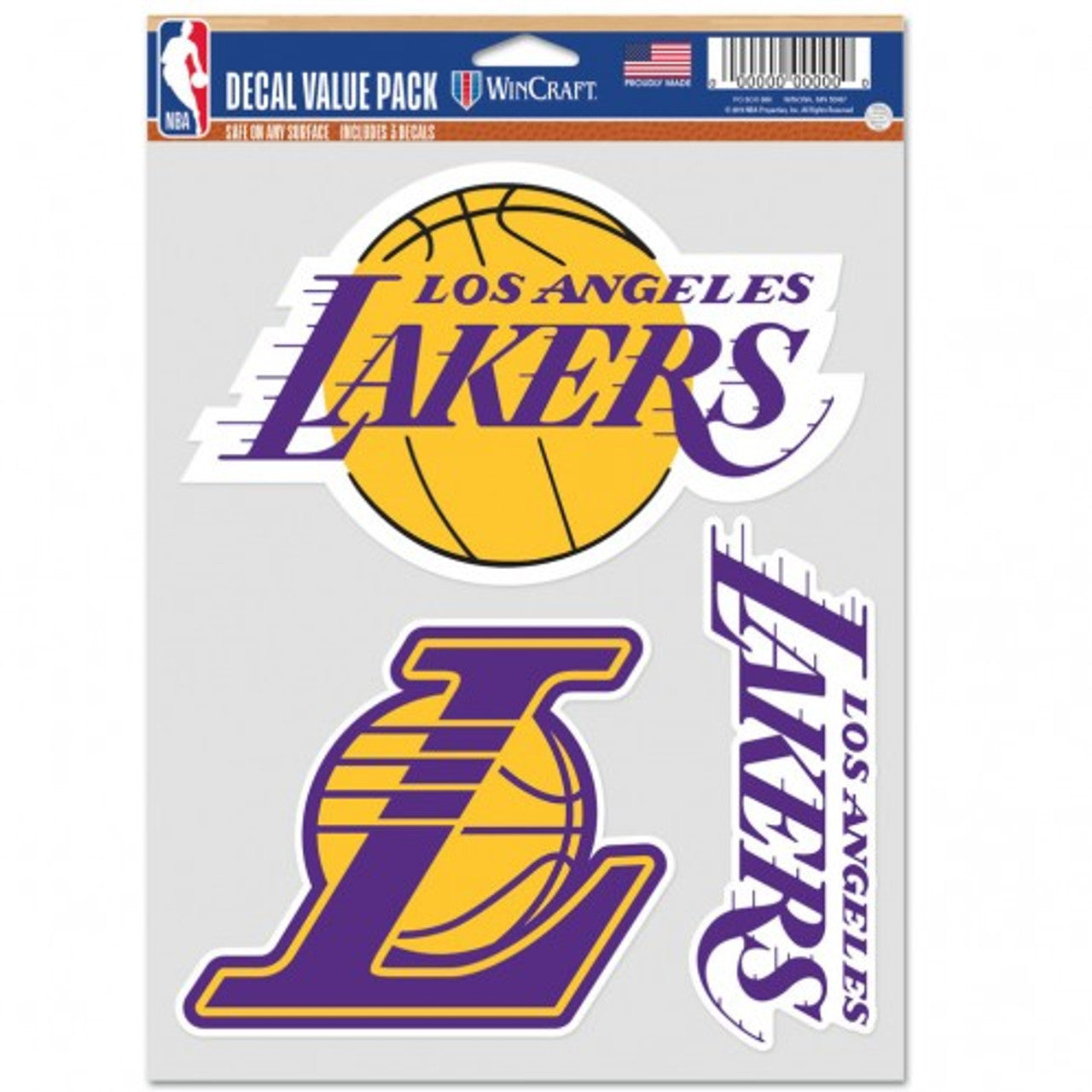 Los Angeles Lakers Decal Multi Use Fan 3 Pack - Sports Collectibles, Sports Memorabilia, Sports Fan Shop, Sports Gifts