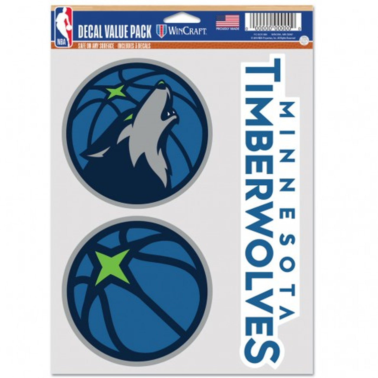 Minnesota Timberwolves Decal Multi Use Fan 3 Pack Special Order - Sports Collectibles, Sports Memorabilia, Sports Fan Shop, Sports Gifts