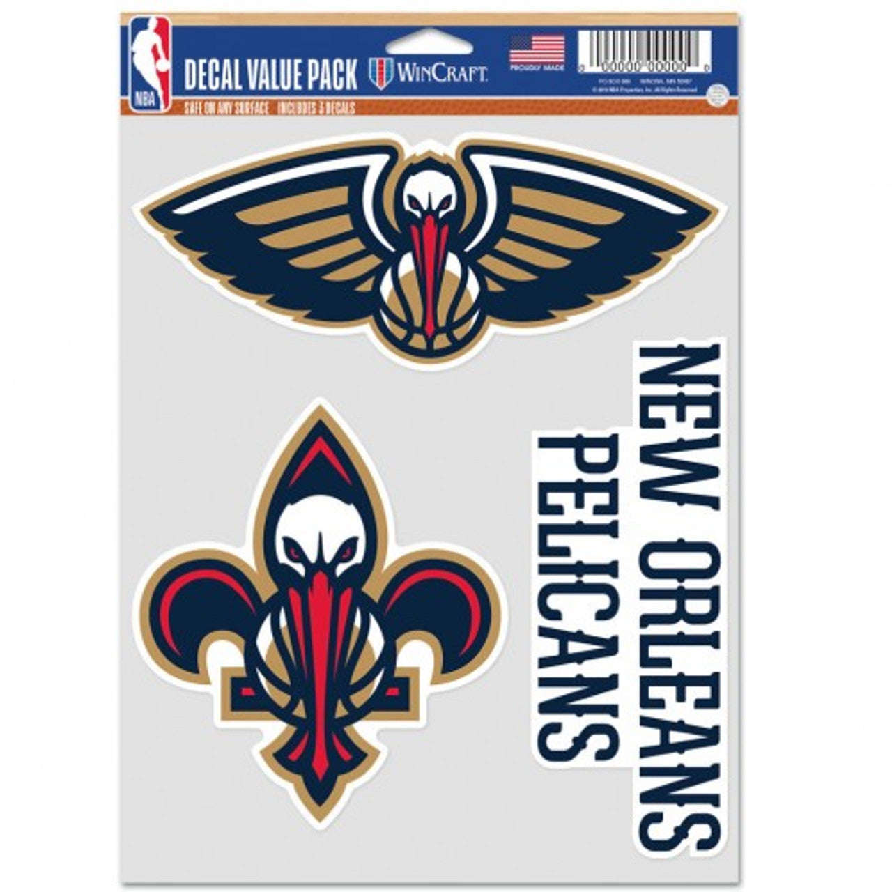 New Orleans Pelicans Decal Multi Use Fan 3 Pack Special Order - Sports Collectibles, Sports Memorabilia, Sports Fan Shop, Sports Gifts