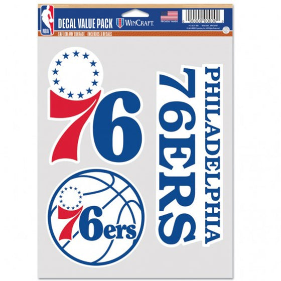 Philadelphia 76ers Decal Multi Use Fan 3 Pack Special Order - Sports Collectibles, Sports Memorabilia, Sports Fan Shop, Sports Gifts