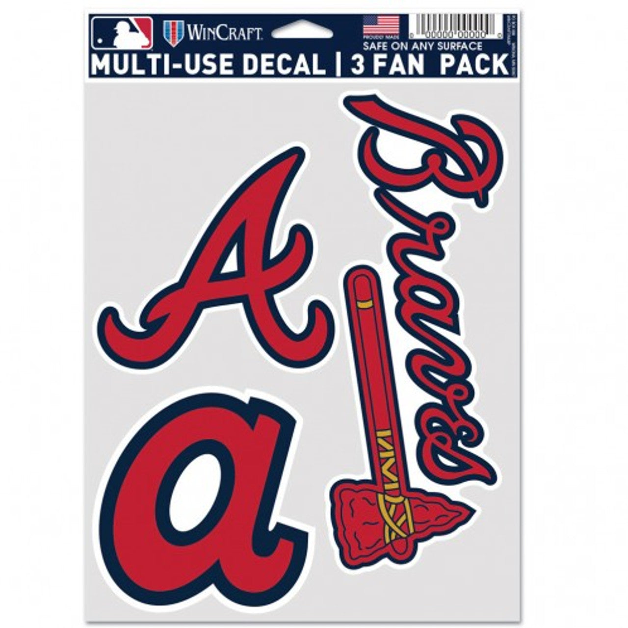Atlanta Braves Decal Multi Use Fan 3 Pack - Sports Collectibles, Sports Memorabilia, Sports Fan Shop, Sports Gifts