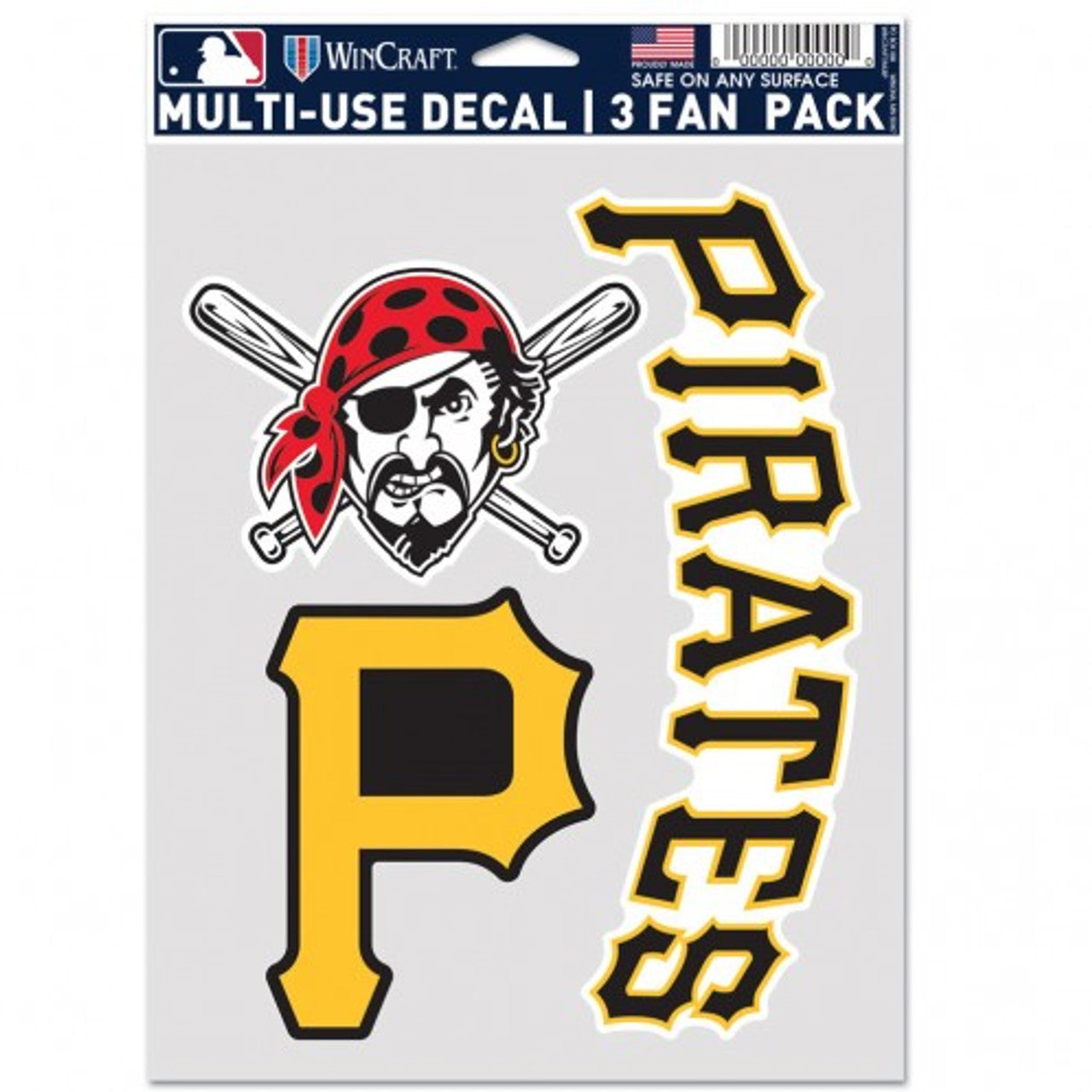 Pittsburgh Pirates Decal Multi Use Fan 3 Pack Special Order - Sports Collectibles, Sports Memorabilia, Sports Fan Shop, Sports Gifts