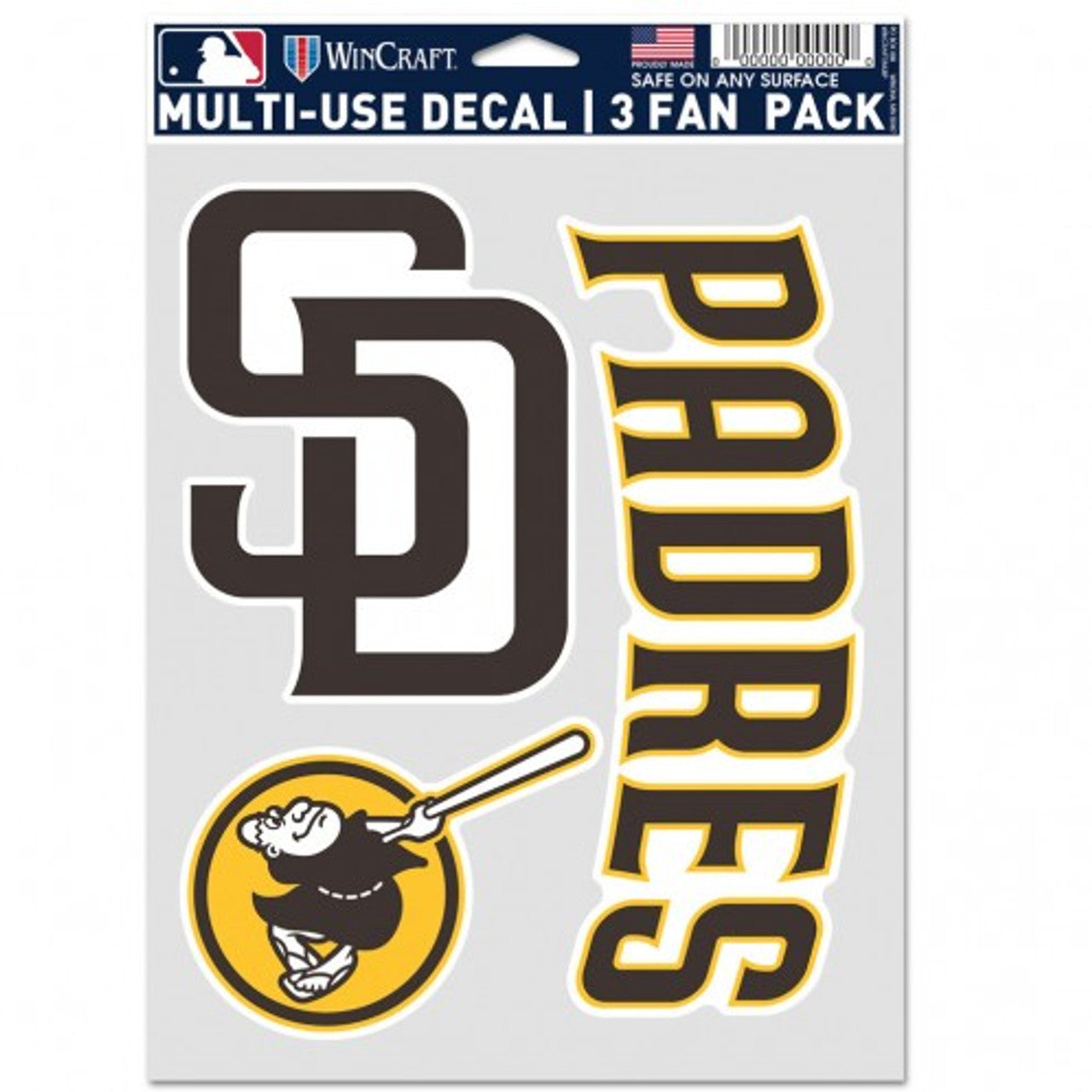 San Diego Padres Decal Multi Use Fan 3 Pack Special Order - Sports Collectibles, Sports Memorabilia, Sports Fan Shop, Sports Gifts