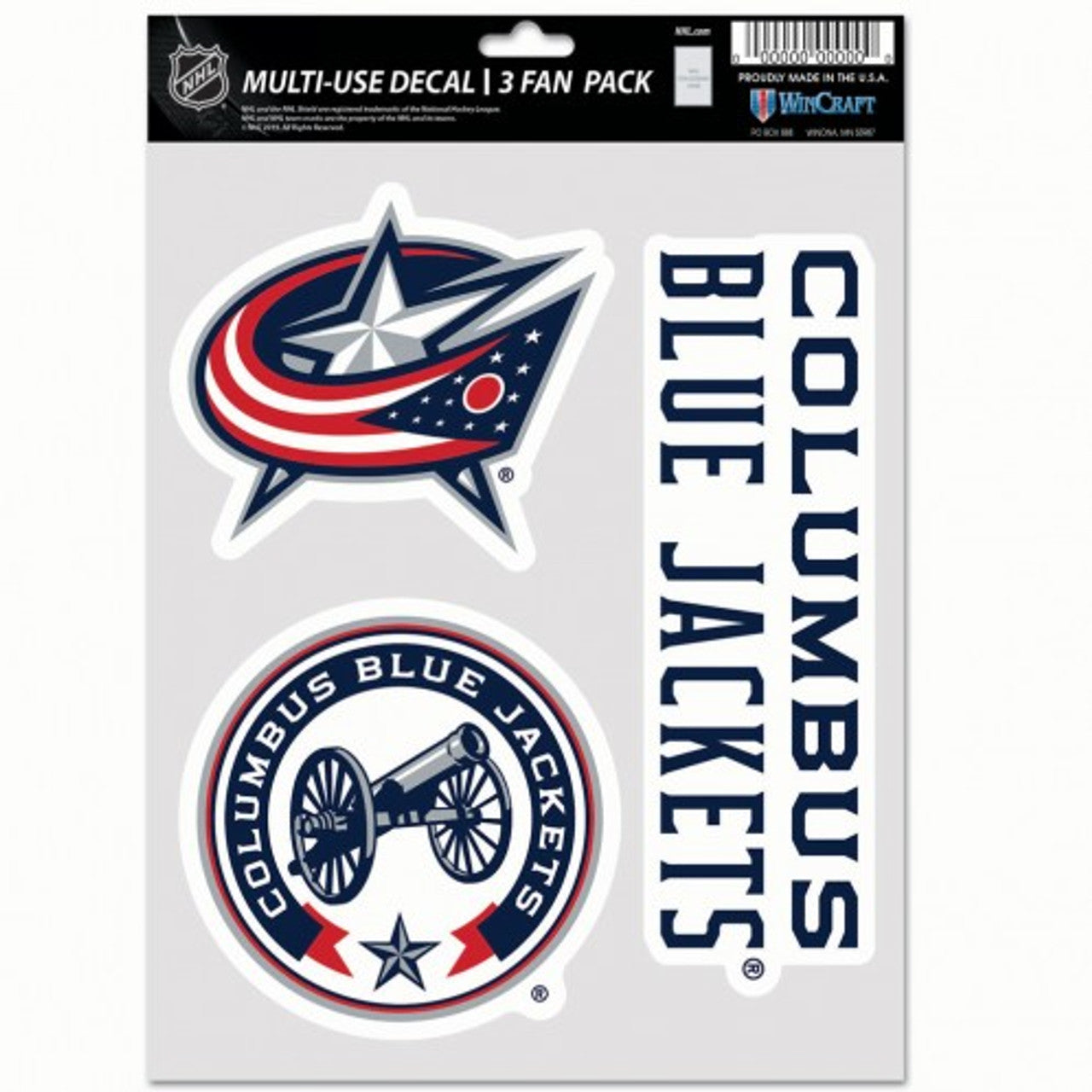 Columbus Blue Jackets Decal Multi Use Fan 3 Pack - Sports Collectibles, Sports Memorabilia, Sports Fan Shop, Sports Gifts