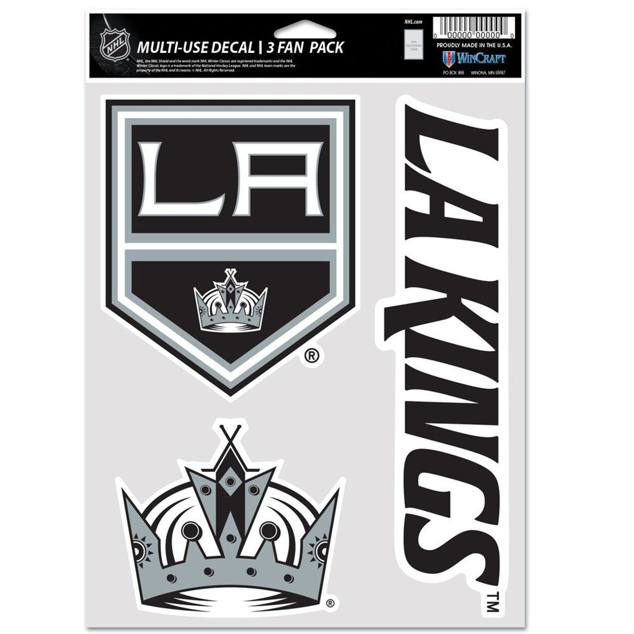 Los Angeles Kings Decal Multi Use Fan 3 Pack - Sports Collectibles, Sports Memorabilia, Sports Fan Shop, Sports Gifts