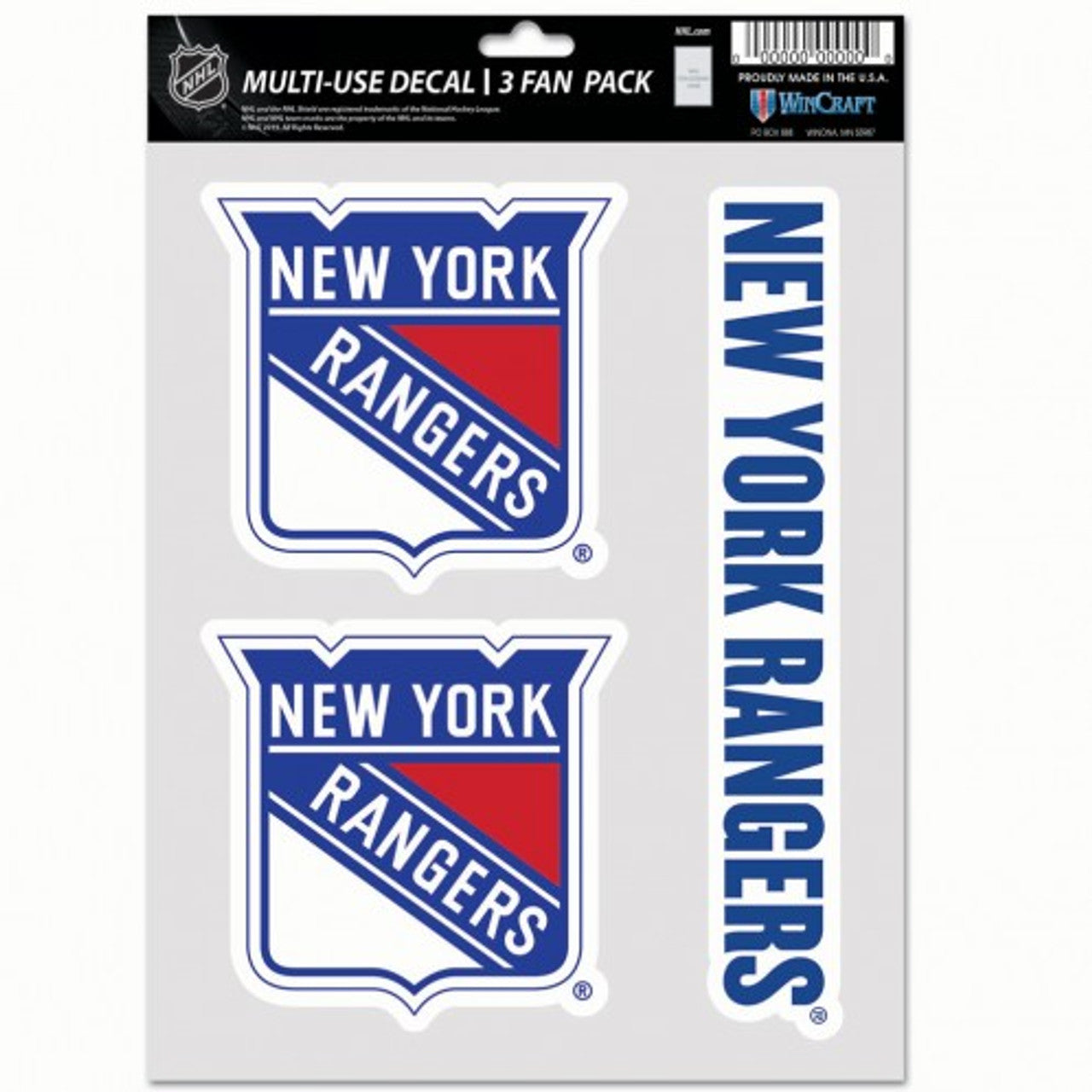 New York Rangers Decal Multi Use Fan 3 Pack - Sports Collectibles, Sports Memorabilia, Sports Fan Shop, Sports Gifts