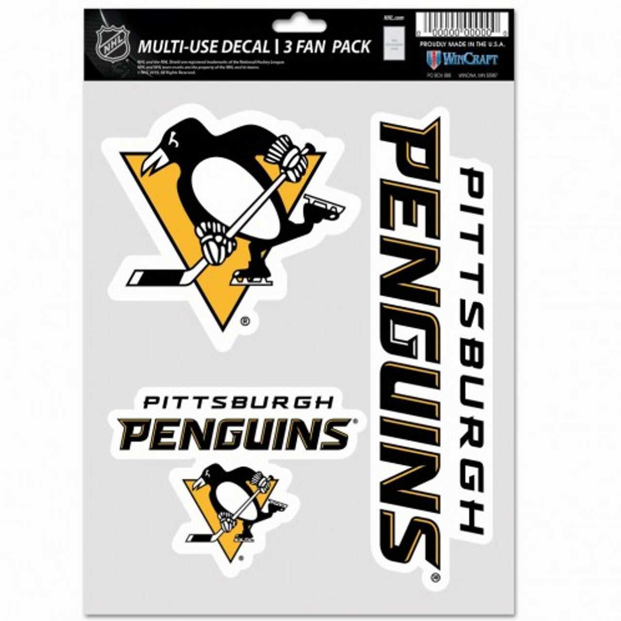 Pittsburgh Penguins Decal Multi Use Fan 3 Pack - Sports Collectibles, Sports Memorabilia, Sports Fan Shop, Sports Gifts