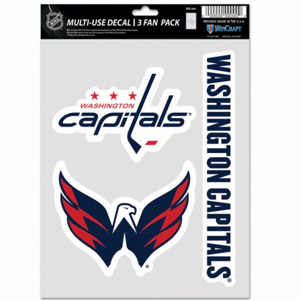 Washington Capitals Decal Multi Use Fan 3 Pack - Sports Collectibles, Sports Memorabilia, Sports Fan Shop, Sports Gifts