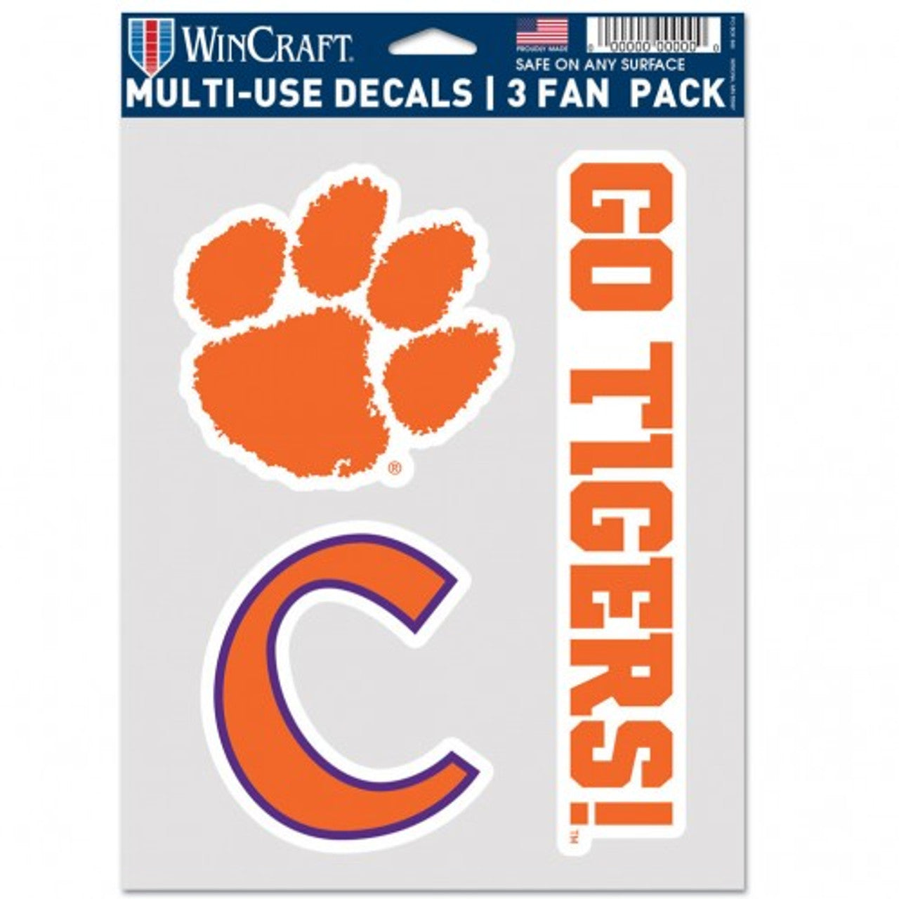 Clemson Tigers Decal Multi Use Fan 3 Pack Special Order - Sports Collectibles, Sports Memorabilia, Sports Fan Shop, Sports Gifts
