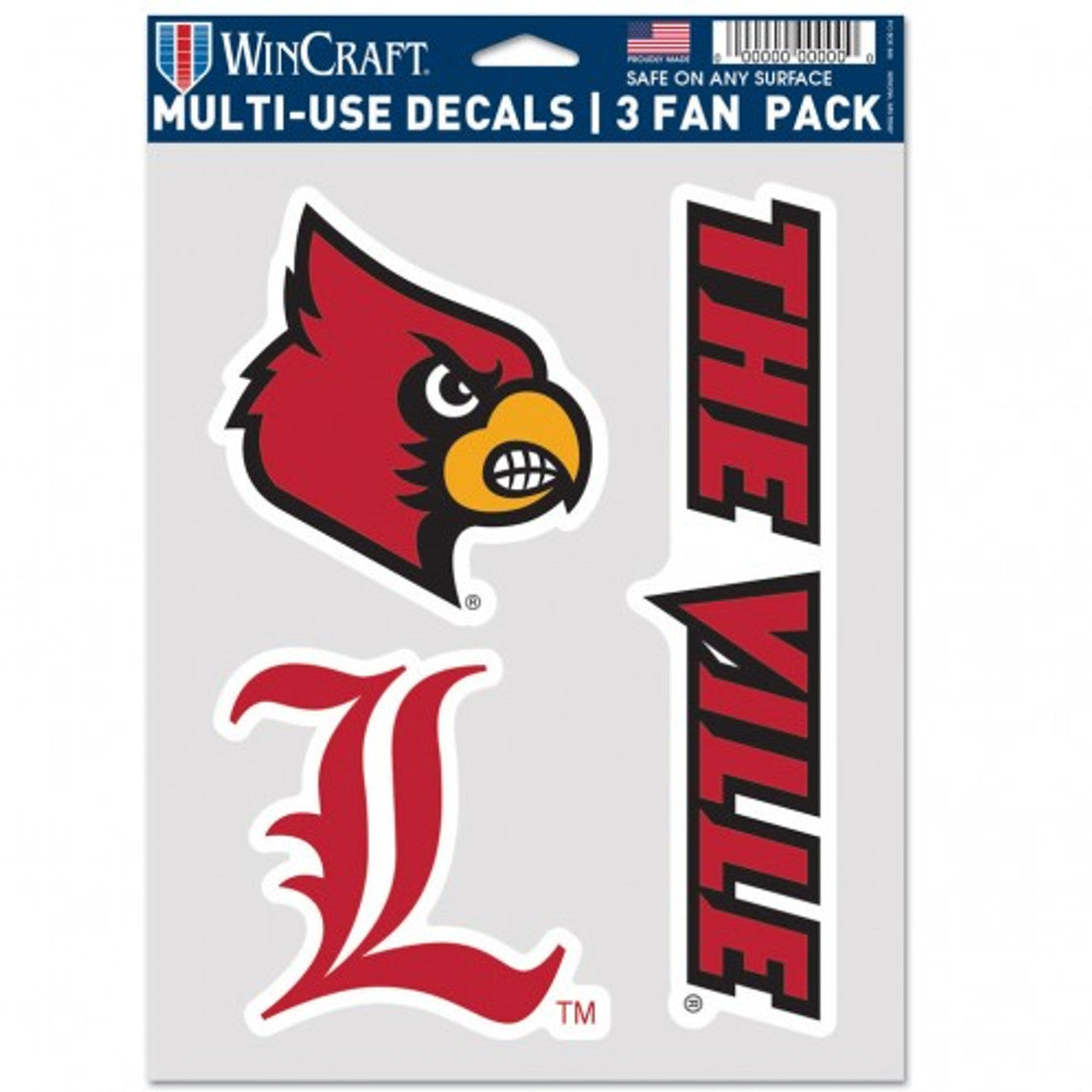 Louisville Cardinals Decal Multi Use Fan 3 Pack Special Order - Sports Collectibles, Sports Memorabilia, Sports Fan Shop, Sports Gifts