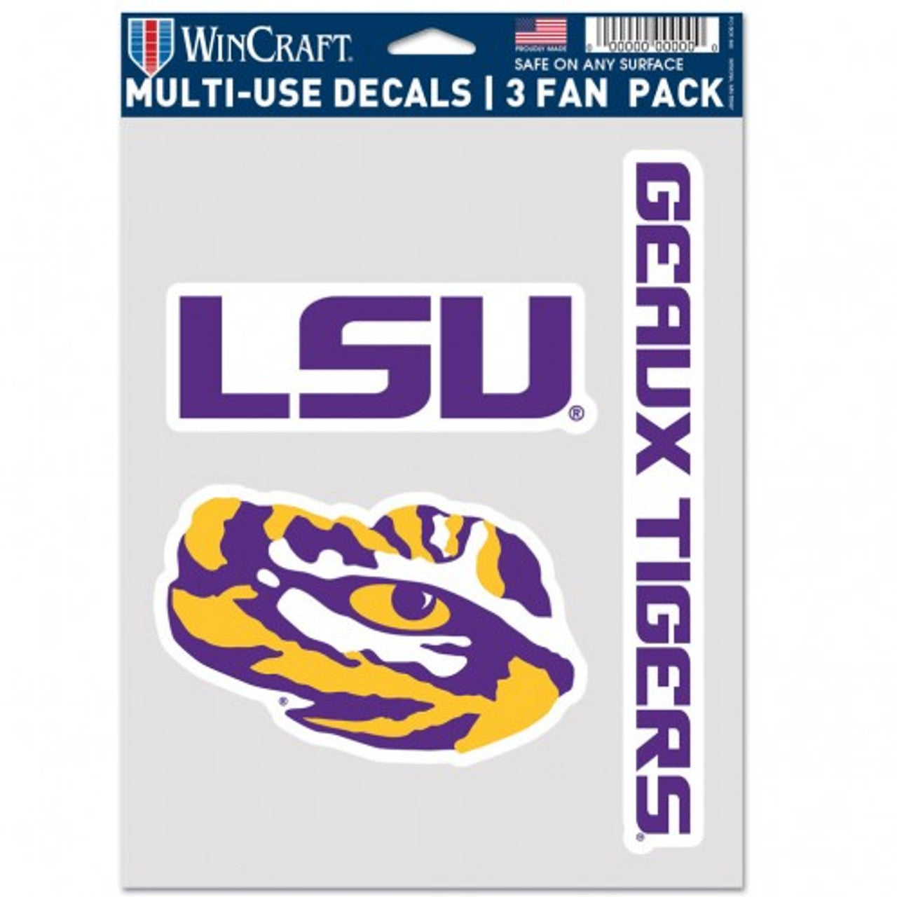 LSU Tigers Decal Multi Use Fan 3 Pack Special Order - Sports Collectibles, Sports Memorabilia, Sports Fan Shop, Sports Gifts