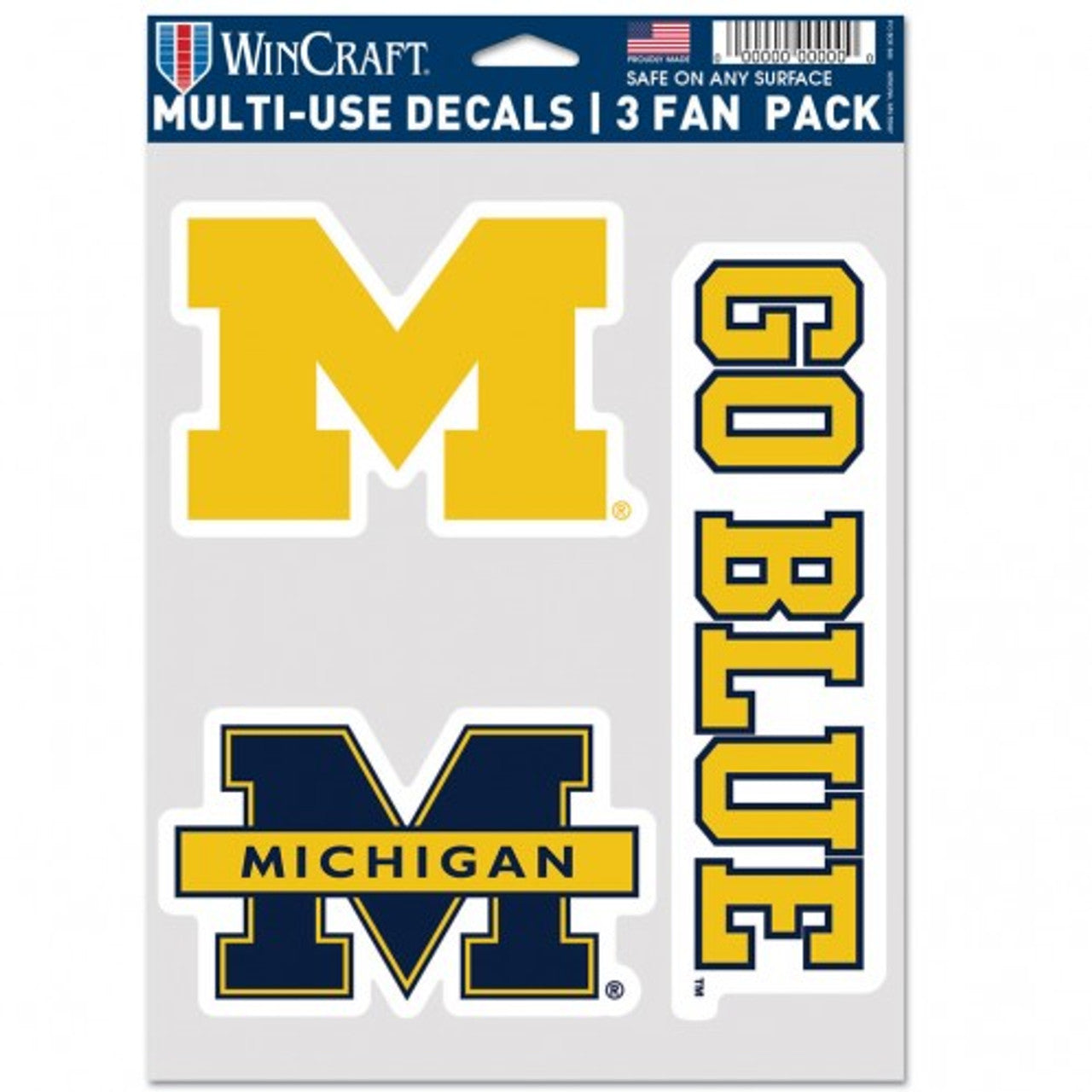 Michigan Wolverines Decal Multi Use Fan 3 Pack Special Order - Sports Collectibles, Sports Memorabilia, Sports Fan Shop, Sports Gifts