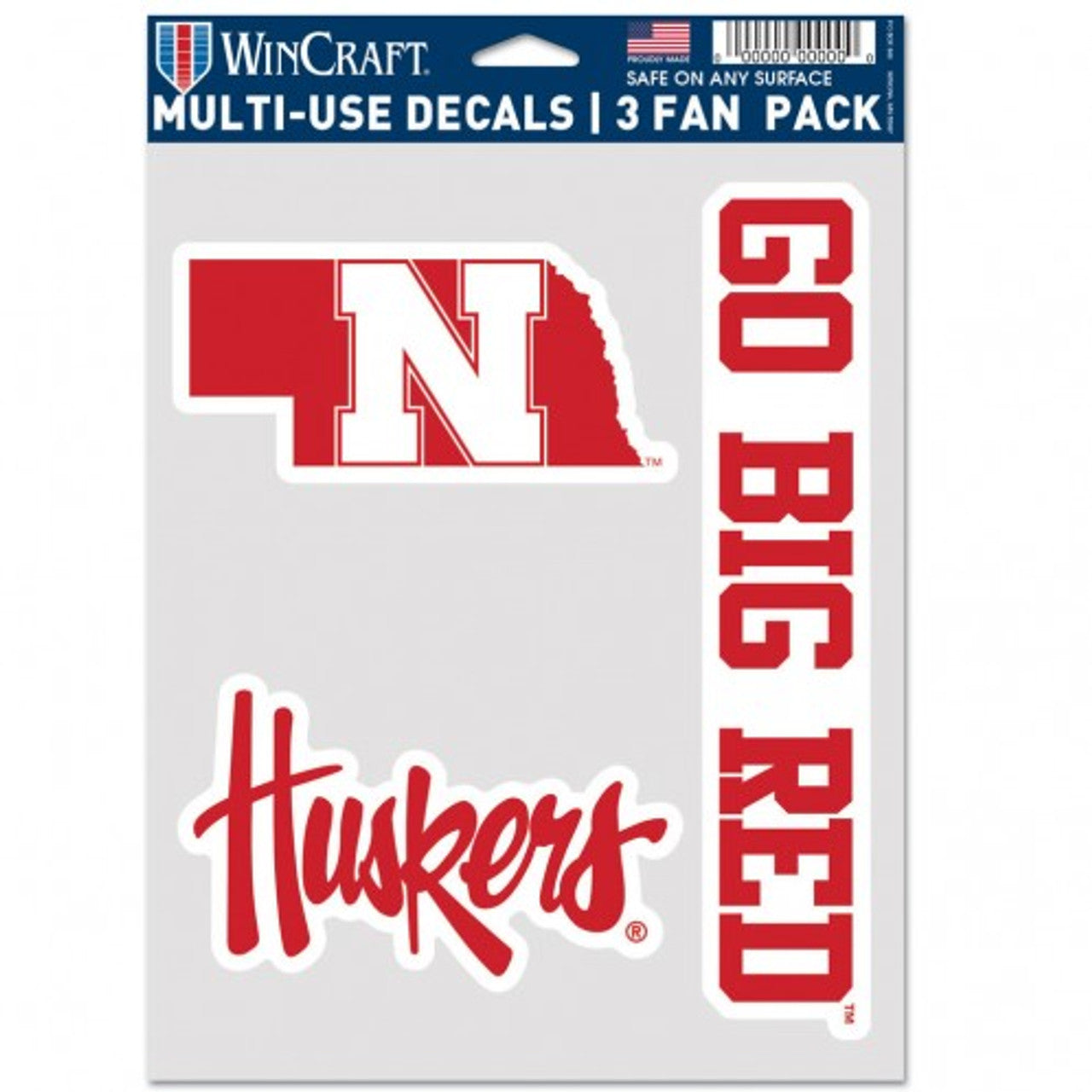 Nebraska Cornhuskers Decal Multi Use Fan 3 Pack Special Order - Sports Collectibles, Sports Memorabilia, Sports Fan Shop, Sports Gifts